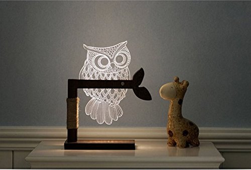 3D Owl Shape LED Desk Lamp - Romantic Home Night Light with US Plug (White) | Perfect for Bedroom, Nursery, Office & Gift Giving