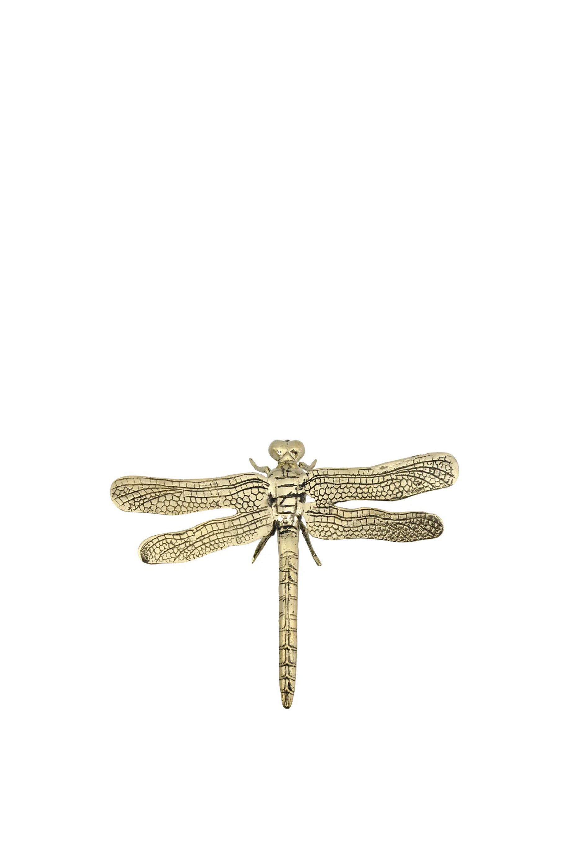 Premium Husk Large Dragonfly Brass Wall Decor - Elegant Handcrafted Brass Dragonfly Sculpture for Home, Office & Garden Decoration