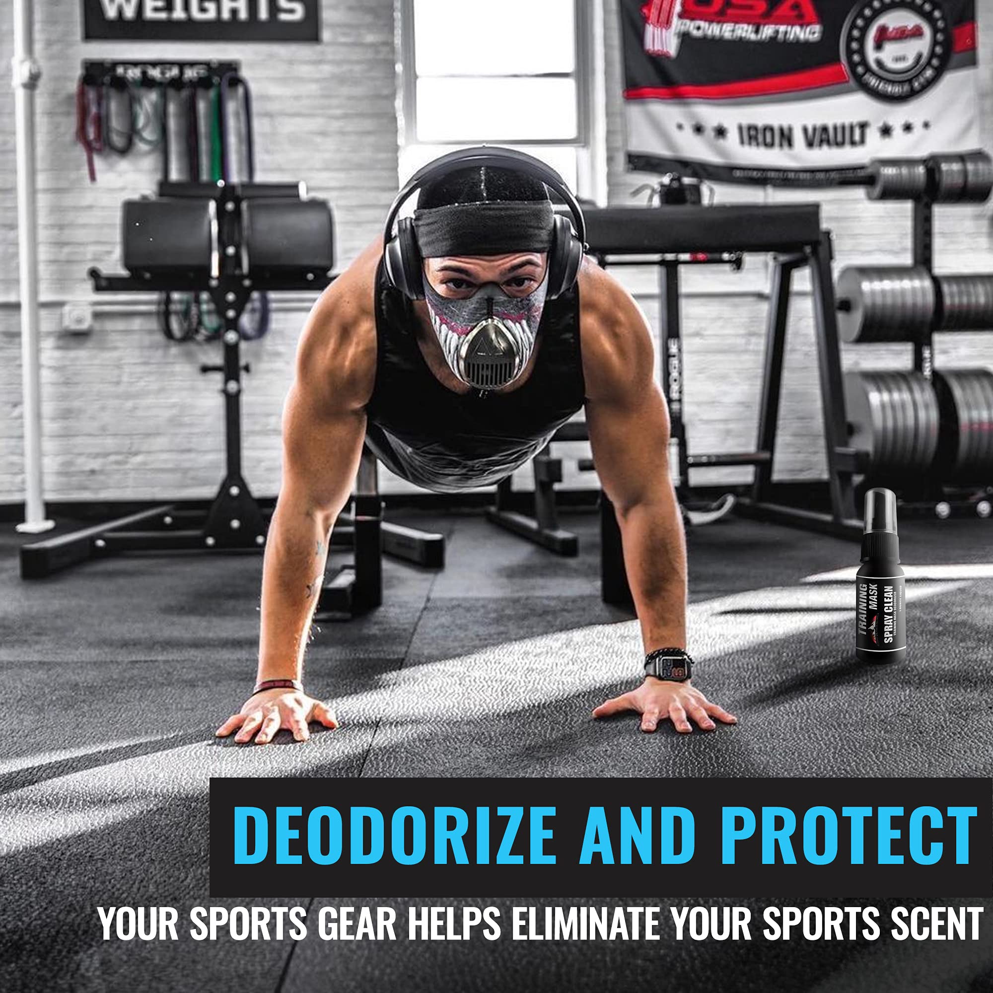 TRAININGMASK Multipurpose Face Mask Spray - 1 fl oz Odor Eliminator & Fabric Refresher for Masks, Gears & Sports Equipment | Fresh Scent Deodorizing Spray for Gym, Workout & Outdoor Activities
