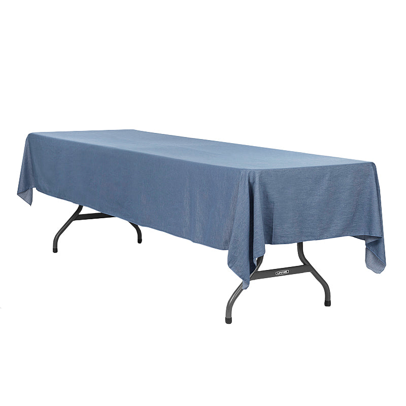 Premium Faux Denim Rectangular Tablecloth 60x120 Inches - Dark Blue Wash for Dining Room, Kitchen, and Outdoor Picnic Decor