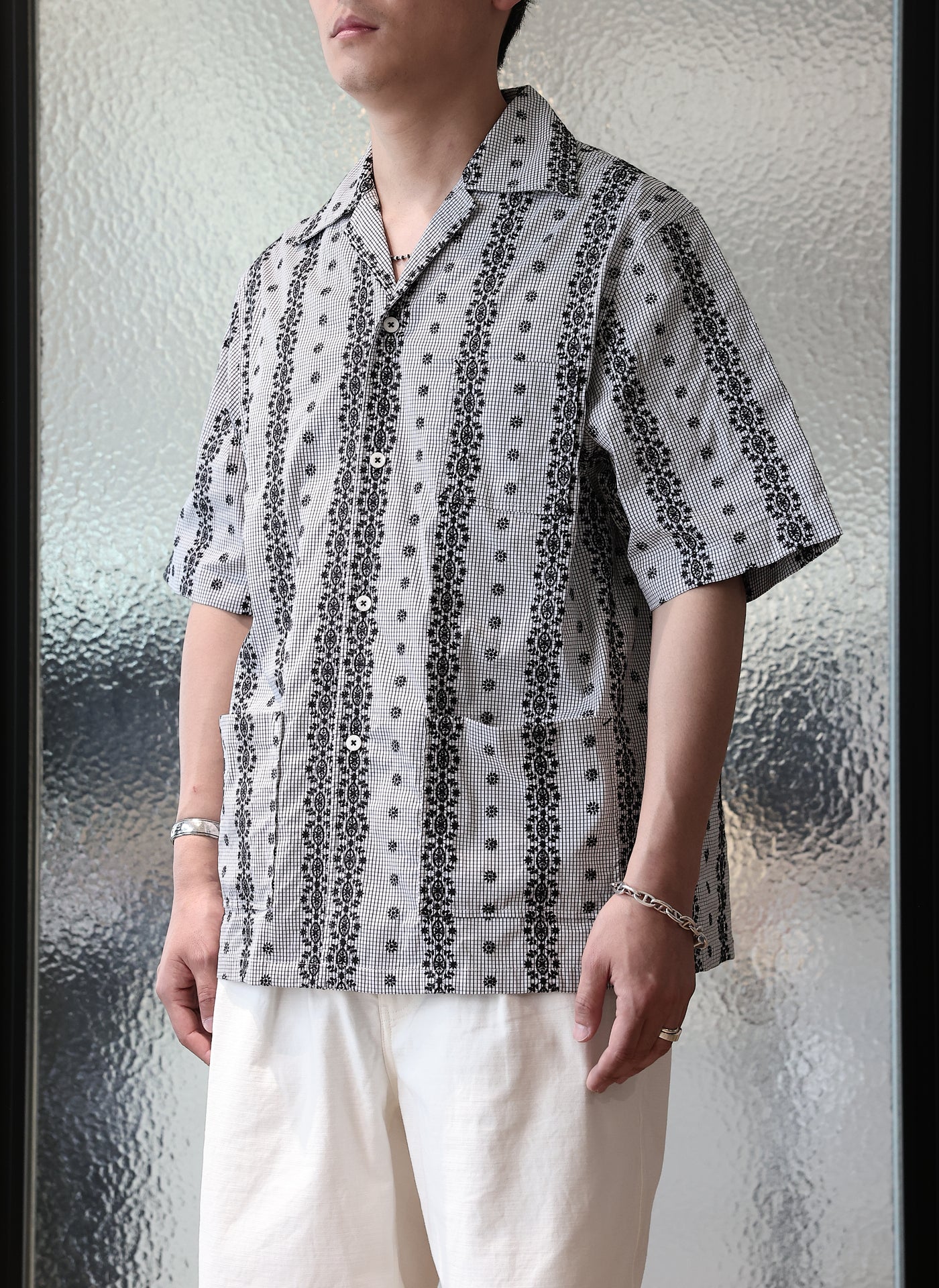Stylish Cotton Nylon Spandex Embroidered Open Collar Shirt for Men - Perfect for Casual Wear, Office & Outdoor Activities