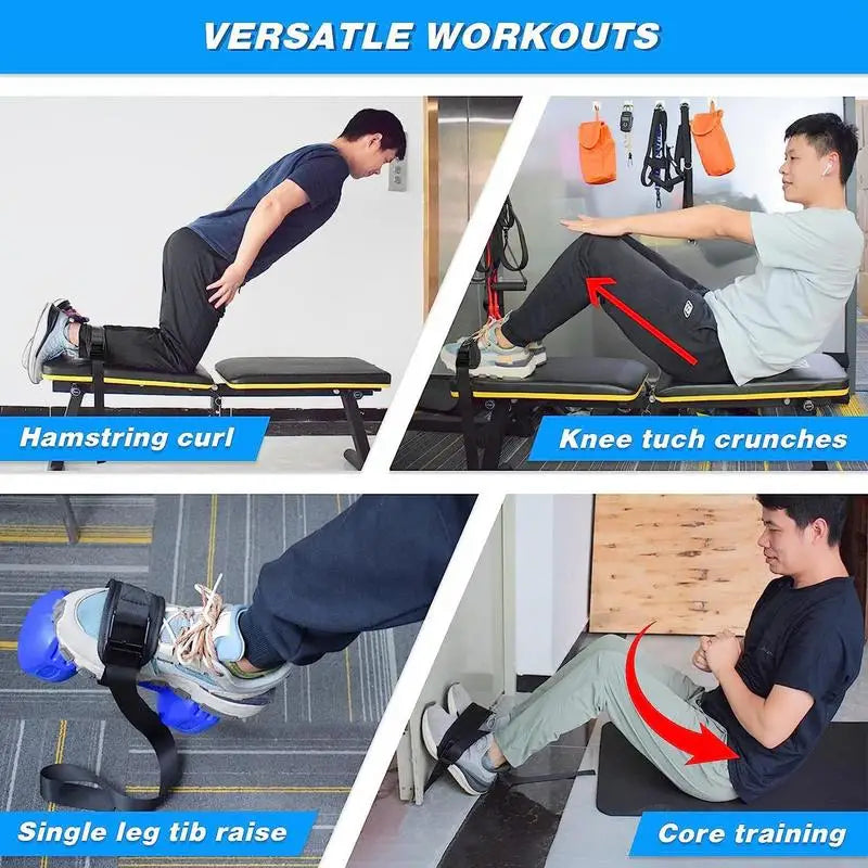 Nordic Hamstring Curl Strap - Adjustable Leg Exercise Belt for Home & Gym Workouts - Perfect for Strength Training, Rehabilitation, and Fitness Enthusiasts