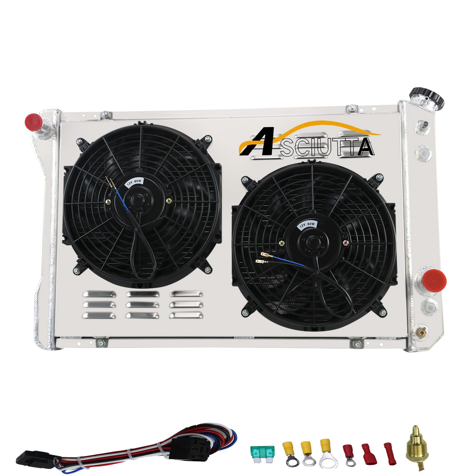 3 Row Aluminum Radiator for 1982-1992 Chevy GMC Camaro P20 P30 P60 Pontiac Firebird - High Performance Engine Cooling System with Shroud & Fan Relay Kits - Perfect for Racing, Off-Road & Daily Driving
