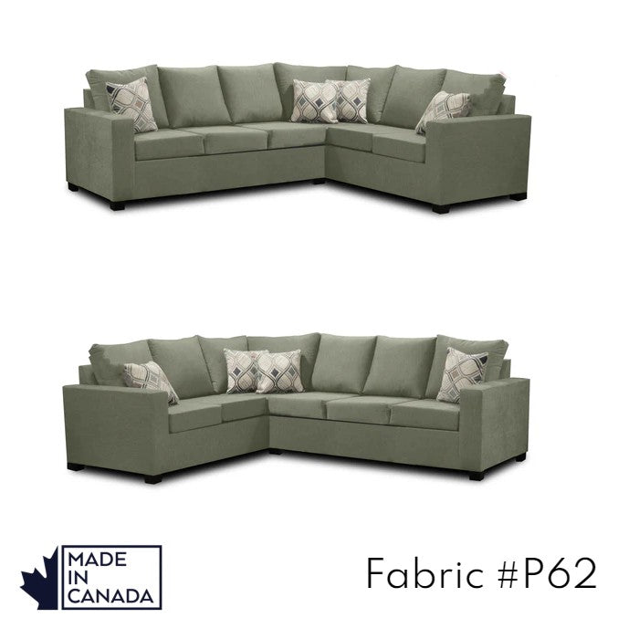 Canadian Made 3 x 2 Sectional Sofa with LHF/RHF Configuration - 17 Color Options for Living Room, Family Room & Home Theater Comfort