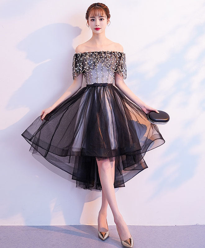 Elegant Black Tulle Lace Short Prom Dress with Floral Appliques | Sexy Homecoming Party Gown for Teens | Perfect for Prom Night, Homecoming Dance, and Formal Occasions