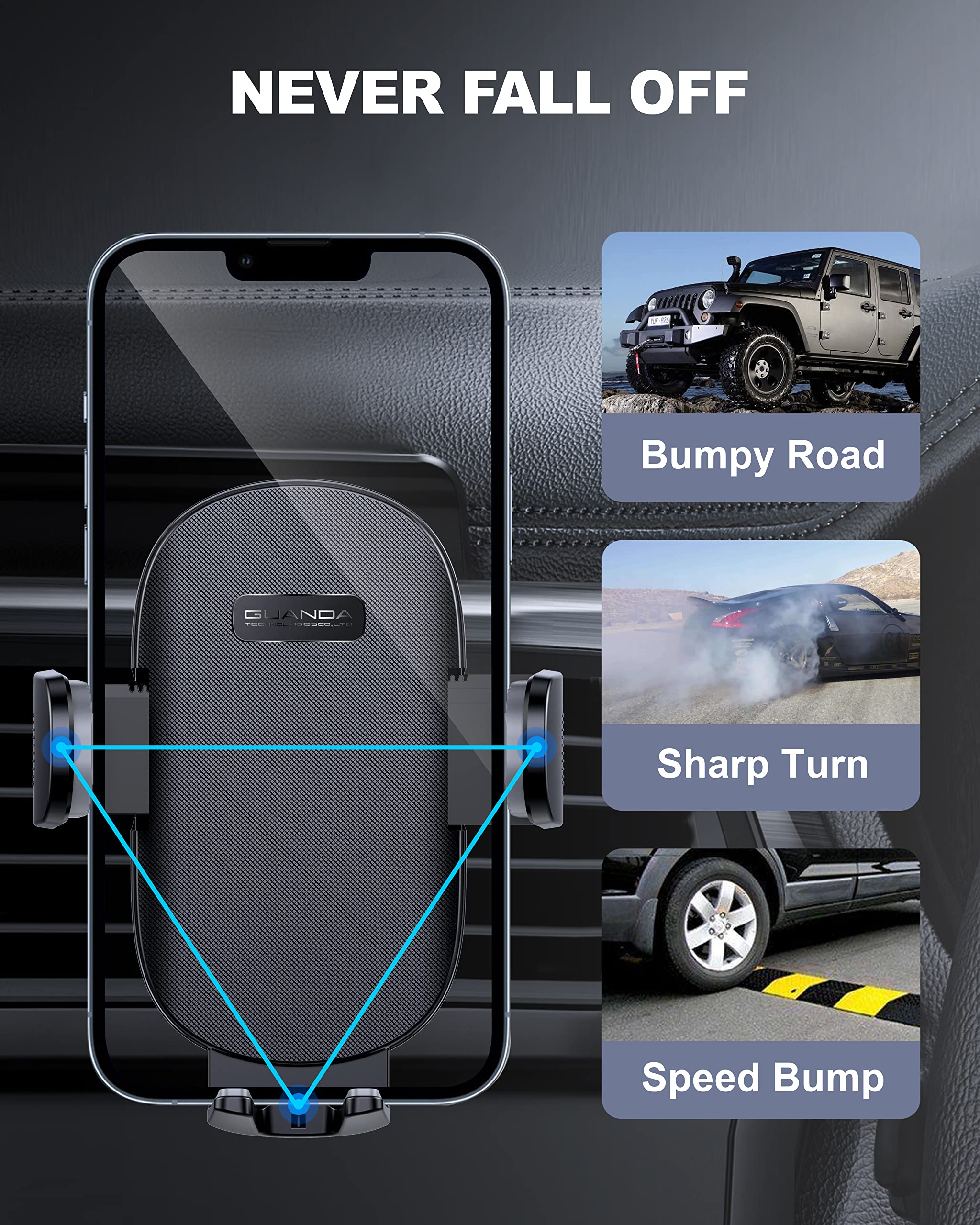 Universal Car Phone Holder - 360° Adjustable Air Vent Mount for iPhone & Smartphones - Safe Driving Accessory