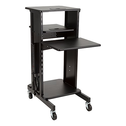 Norwood Commercial Furniture NOR-TY1000BK-SO Mobile Laptop Cart with Wheels - Black Rolling Presentation Station for Office, Classroom & Conference Room - Ideal for Teachers, Presenters & Business Professionals