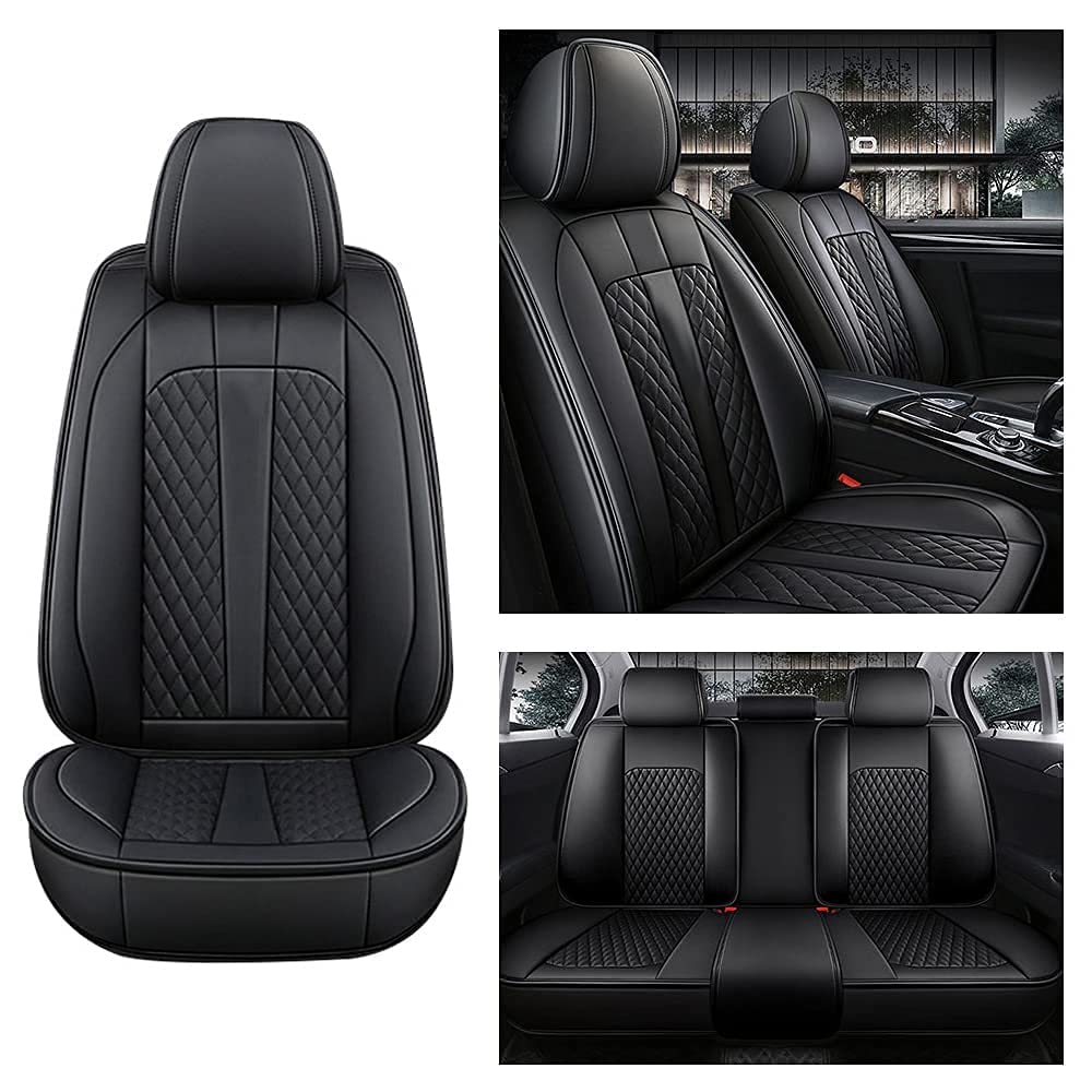 Premium PU Leather Universal Car Seat Covers Full Set (5 Seats) - Compatible with Mini Cooper, ONE, JCW, R52, Rocketman & Roadster - Black Seat Protector & Cushion Pads for Comfort & Style | Perfect for Daily Commute, Road Trips & Car Interior Protection