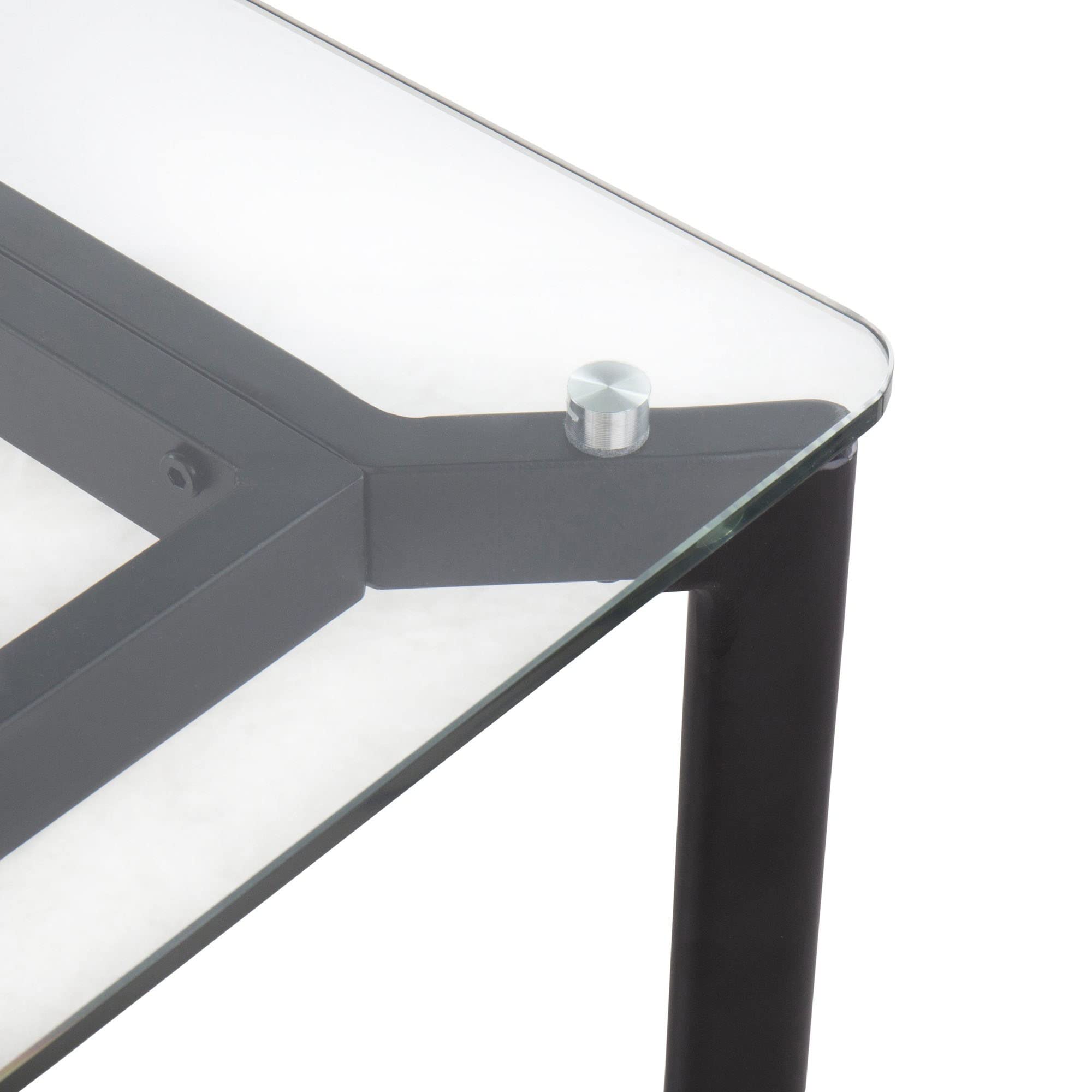 LumiSource Masters Glass Desk - Modern Home Office & Gaming Desk, Small Black Computer Desk for Bedroom, Mid Century Style Workspace | Perfect for Remote Work, Online Classes & Compact Spaces