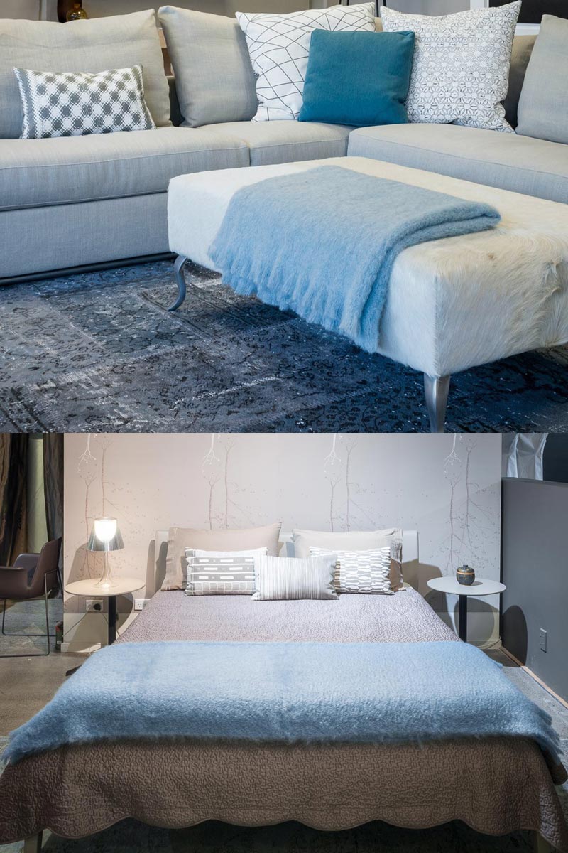 Luxury Glacier Blue Mohair Throw Blanket - Soft & Warm Knitted Blanket for Couch, Bed, Sofa - Perfect for Cozy Evenings, Gifts & Home Decor
