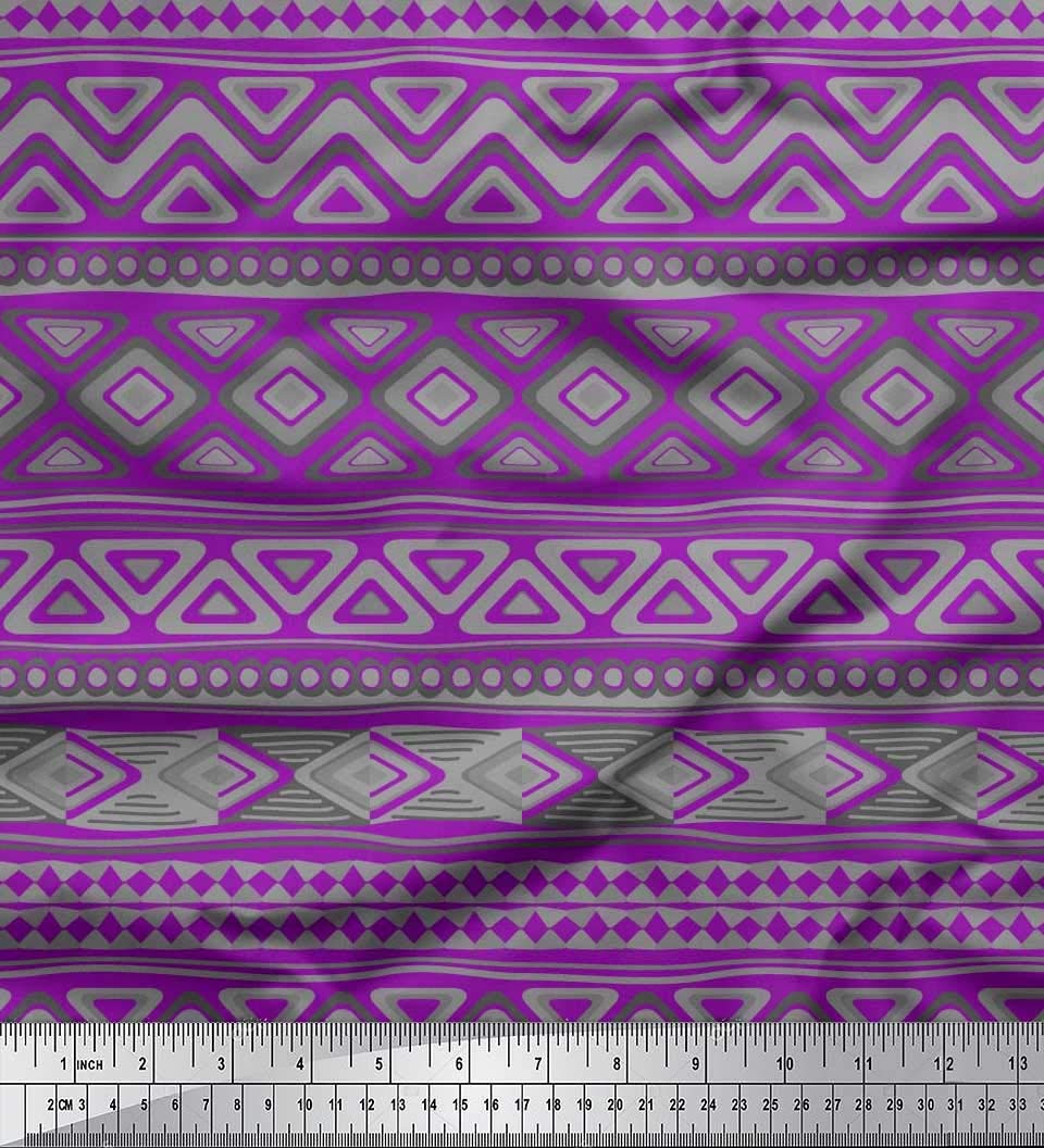 Soimoi Moss Georgette Brown Fabric by The Yard - 42 Inch Wide Aztec Geometric Printed Material for Dresses, Curtains & Home Decor | Tribal Contemporary Fusion Fashion Fabric