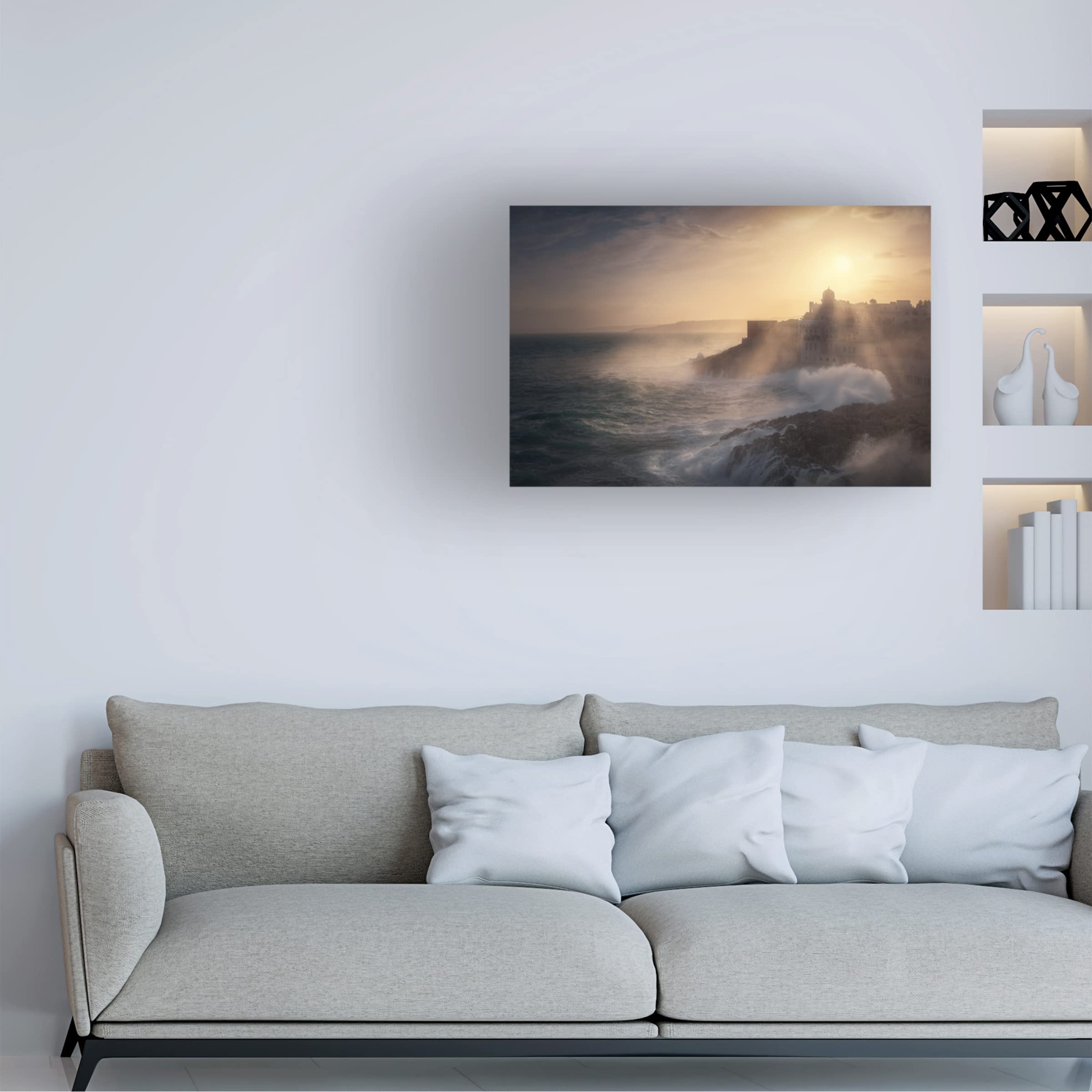 Trademark Fine Art 'Perfect Storm' Canvas Wall Art by Pierandrea Folle - Stunning Ocean Wave Painting for Living Room, Bedroom & Office Decor