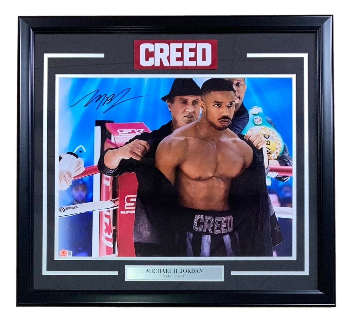 Michael B Jordan & Sylvester Stallone Autographed Creed 16x20 Framed Photo - Limited Edition Collectible for Movie Fans & Memorabilia Enthusiasts - Perfect for Home Theater, Man Cave, or Office Decor