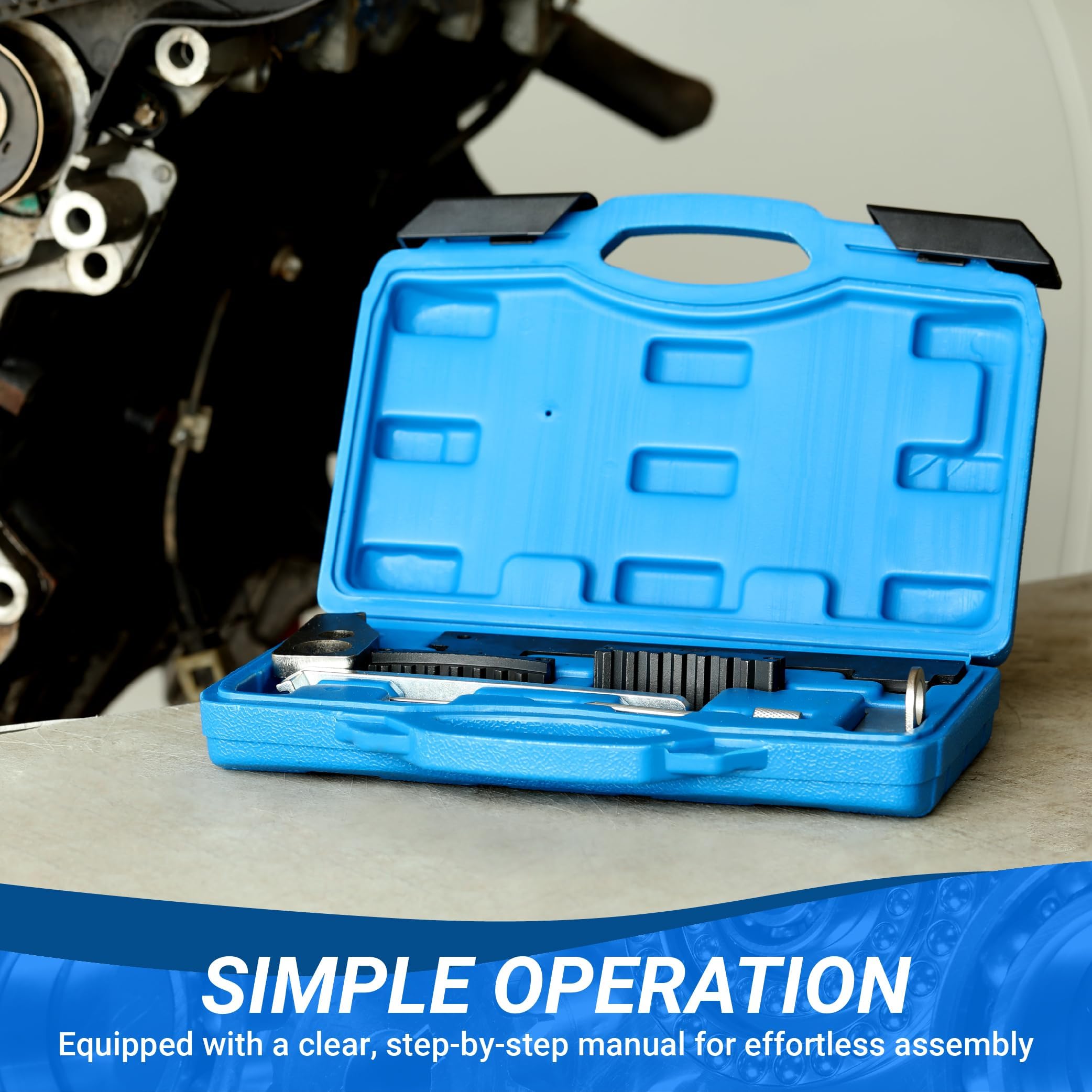 Professional Camshaft Tensioning Locking Alignment Timing Belt Tool Kit - Compatible with Chevy Aveo, Cruze, Fiat, Alfa Romeo 1.4L 1.6L 1.8L Engines - Essential for Timing Belt Replacement & Engine Repair in Auto Shops & DIY Garages