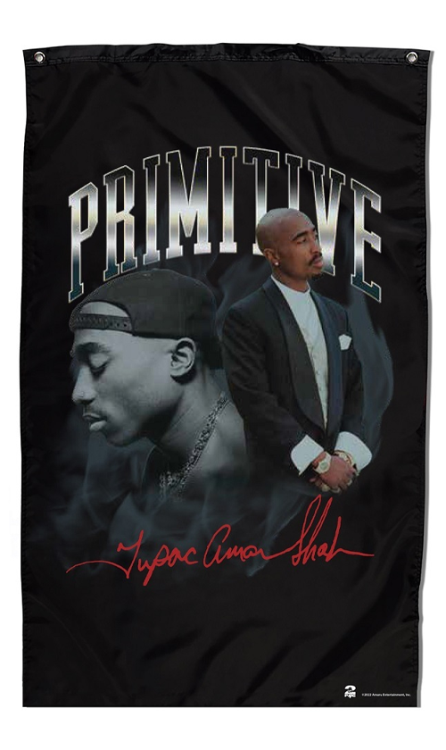 Primitive x Tupac Legend Banner - Vintage Hip Hop Skateboard Wall Art for Home & Office Decor - Perfect for Bedroom, Living Room, Man Cave & Skate Shop Display