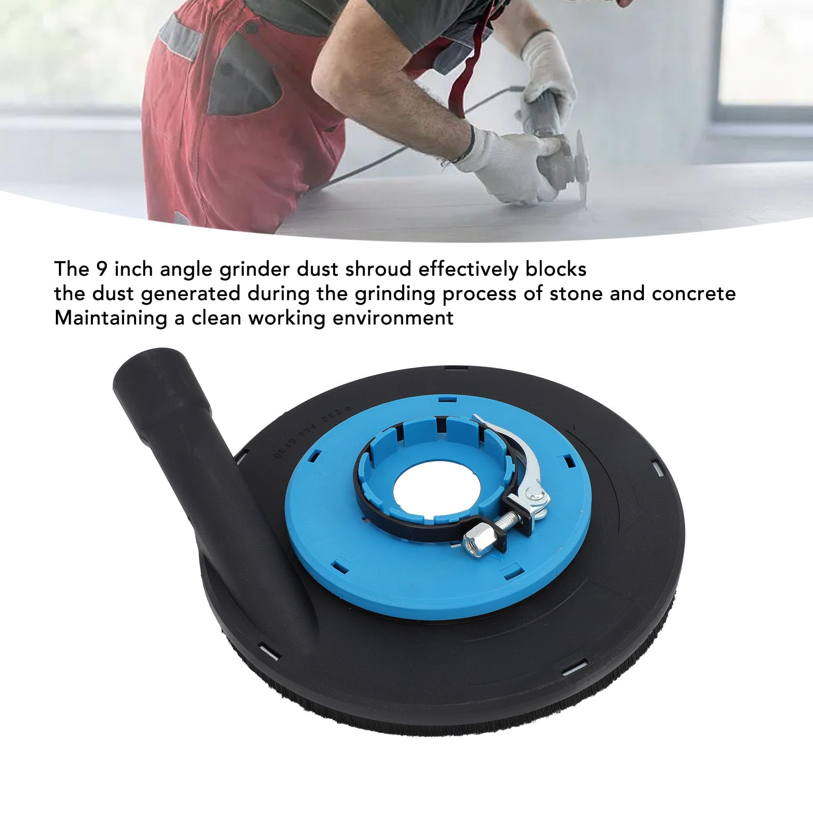 9 Inch Universal Angle Grinder Dust Shroud - Professional Grinding Cover for Hand Grinders (Blue & Black) - Perfect for Concrete, Metal, and Woodworking Projects