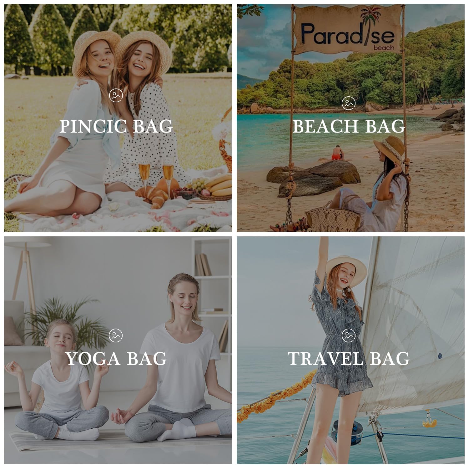 YOOLIFE Waterproof Beach Tote Bag for Women - Large Canvas Travel Tote with Zipper, Perfect for Pool, Vacation & Summer Essentials | Great Birthday Gift Idea for Her | Beach Day, Travel & Shopping Companion