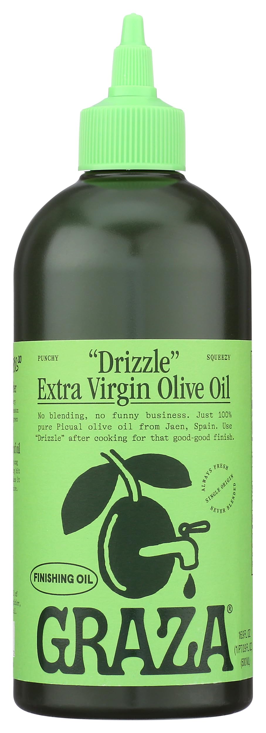 Graza Drizzle Extra Virgin Olive Oil - 500ml (16.9 Fl Oz) Cold Pressed, Unfiltered, Premium Cooking Oil - Pack of 6 Bottles - Perfect for Salads, Pasta, Bread Dipping & Gourmet Recipes