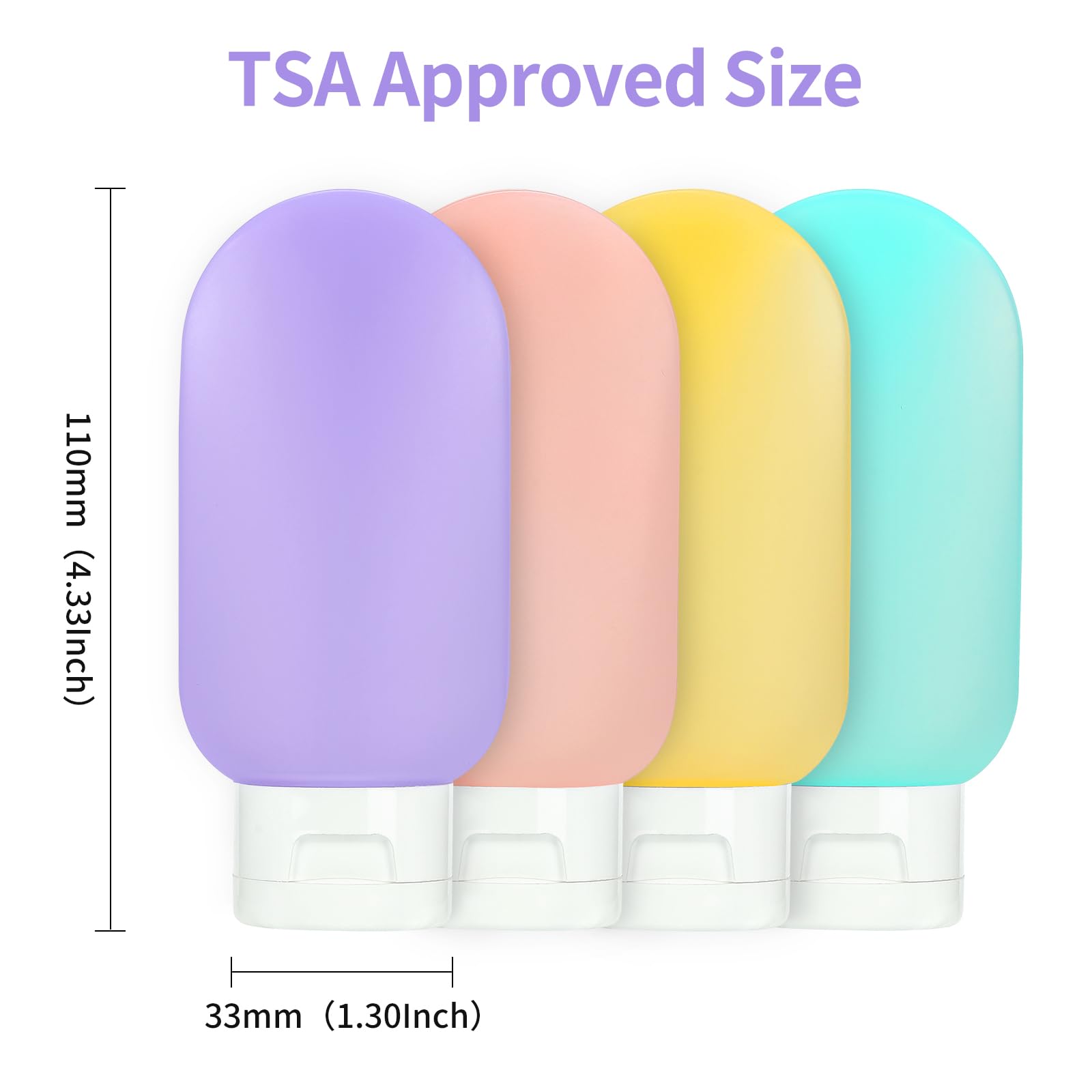 TSA Approved Travel Bottles for Toiletries - 4 Pack Leak Proof Refillable Containers for Shampoo, Conditioner & Lotion | Perfect for Airplane Carry-On, Gym & Vacation Essentials