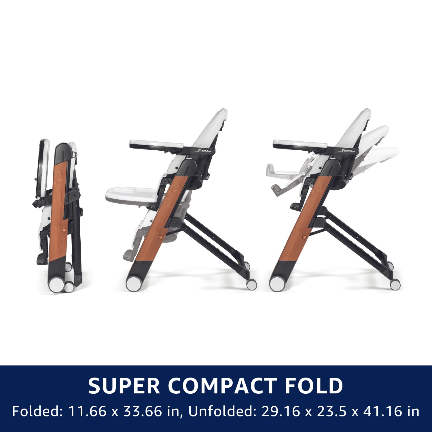**Peg Perego Siesta Adjustable Baby High Chair & Recliner - Foldable, Easy-Clean, with Wheels for Infants & Toddlers - Made in Italy (Orange) - Perfect for Dining, Feeding & Playtime**