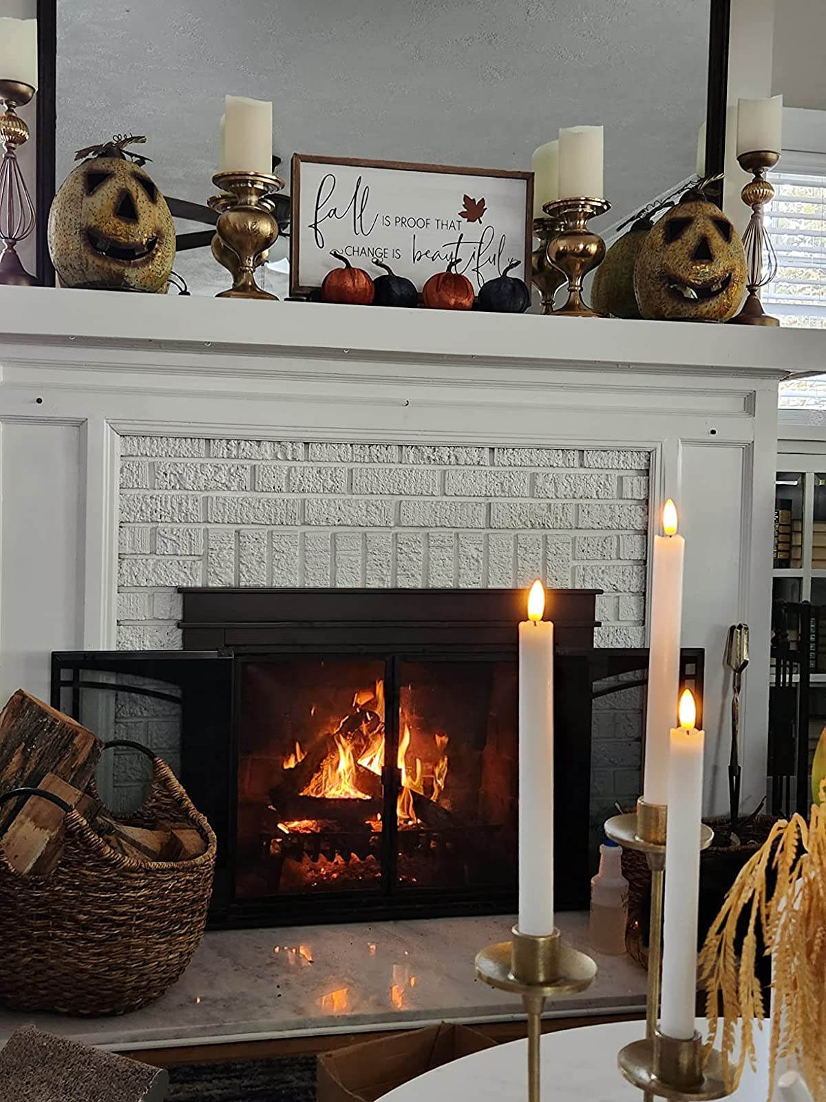 LOVECANDOU LED Flameless Taper Candles - Battery Operated Electric Candles with Remote & Timer, Realistic Flickering Wax Effect, Floating Candle Sticks for Windows, Home Decor, Wedding, Christmas, Halloween (White) - Perfect for Romantic Dinners, Holiday Decorations and Cozy Ambiance