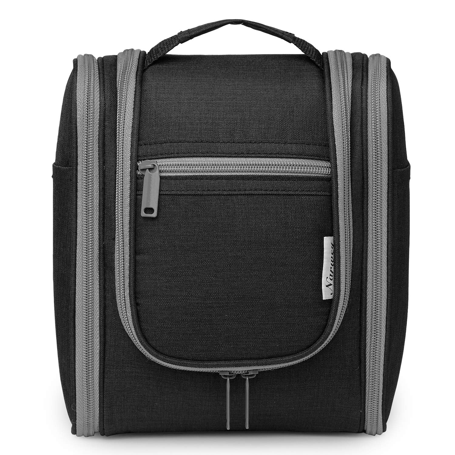 Narwey Small Hanging Travel Toiletry Bag - Waterproof Cosmetic Makeup Organizer for Women & Men - Perfect for Bathroom, Gym, Camping & Air Travel (Medium, Black)