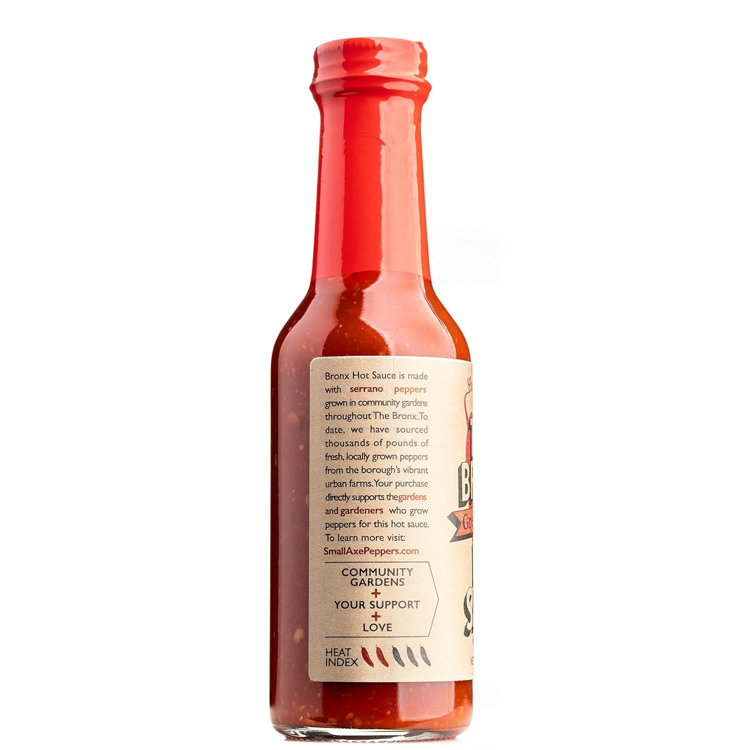 Small Axe Peppers The Bronx Red Hot Sauce - 5 oz Bottle | All Natural, Kosher, Non-GMO Ghost Pepper Hot Sauce | Featured on HOT ONES | Perfect for Wings, Tacos, Burgers & Spicy Food Lovers
