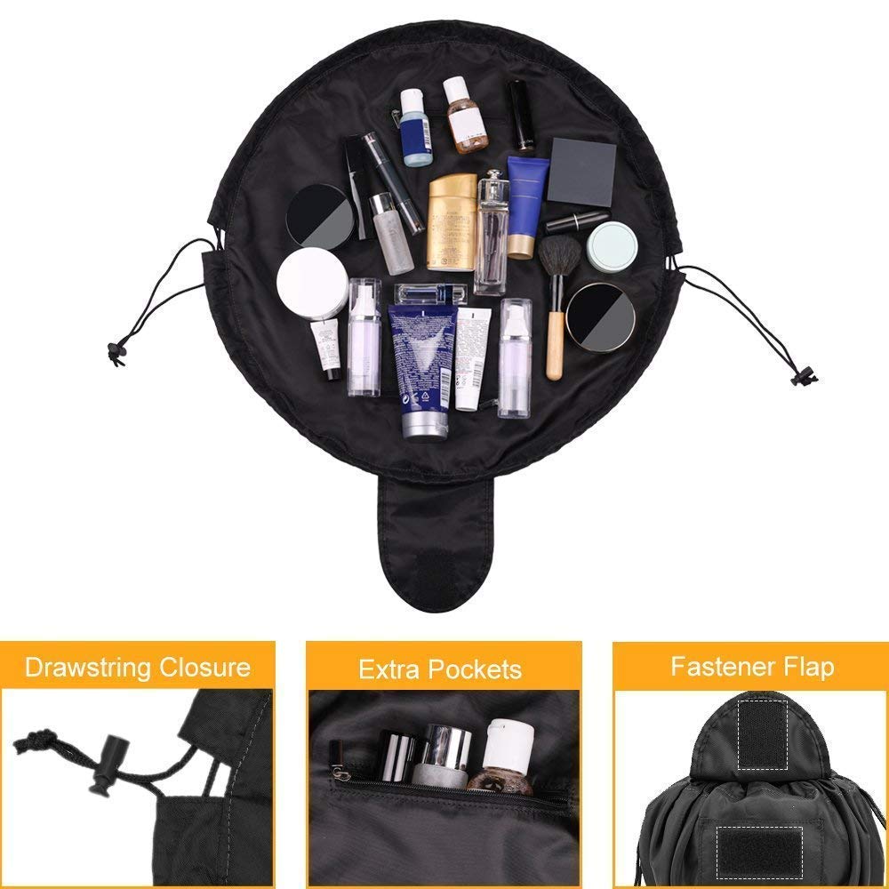 VGMAX Portable Drawstring Makeup Bag - Large Capacity Cosmetic Organizer Pouch for Women | Waterproof Travel Toiletry Bag | Perfect for Gym, Vacation & Daily Use