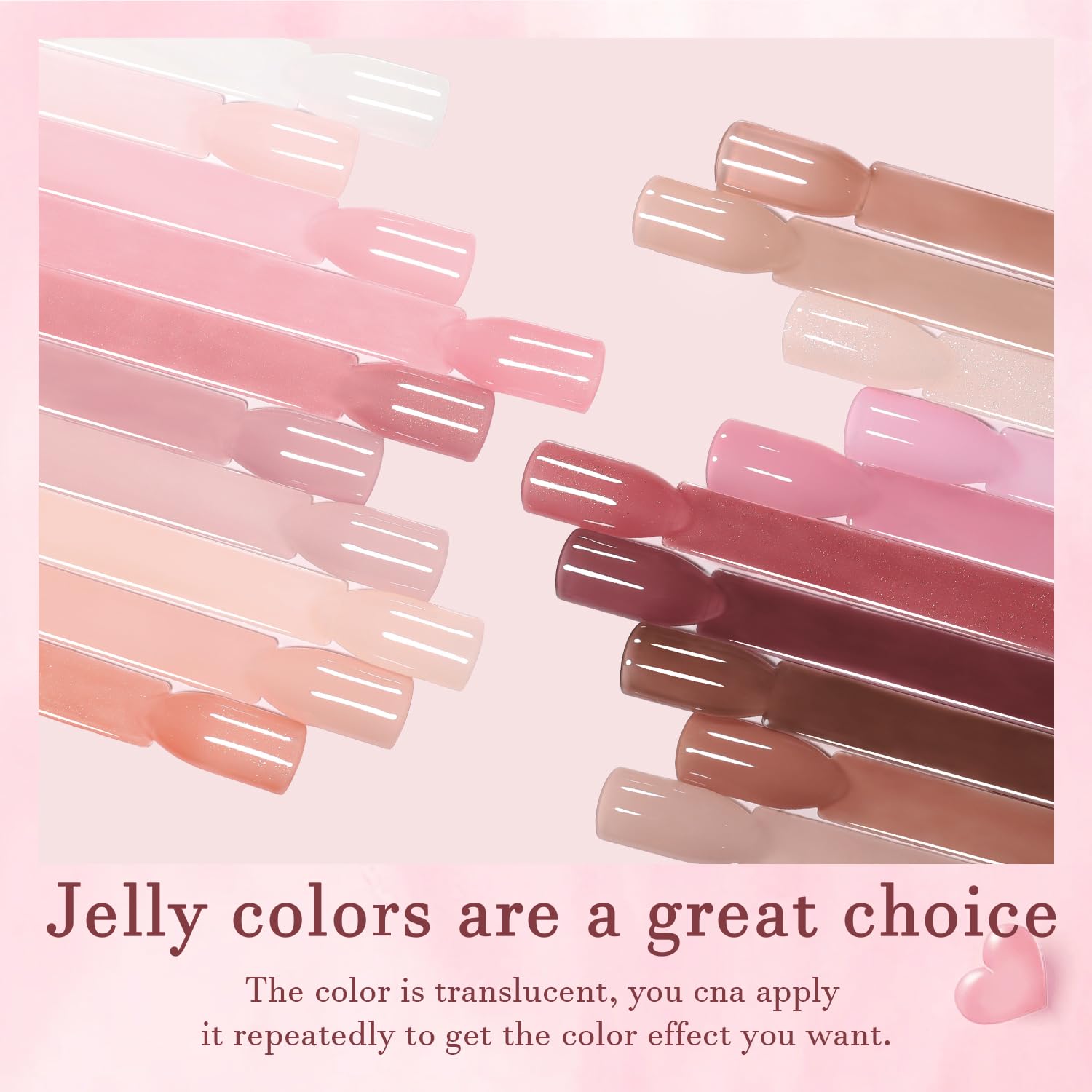 24 Pcs Jelly Nude Gel Nail Polish Set - Sheer Pink Colors Gel Polish Kit with Glossy & Matte Top Coat & Base Coat for DIY Nail Art, Manicure & Pedicure at Home | Perfect for Salon-Quality Nails, Bridal Parties & Self-Care Days