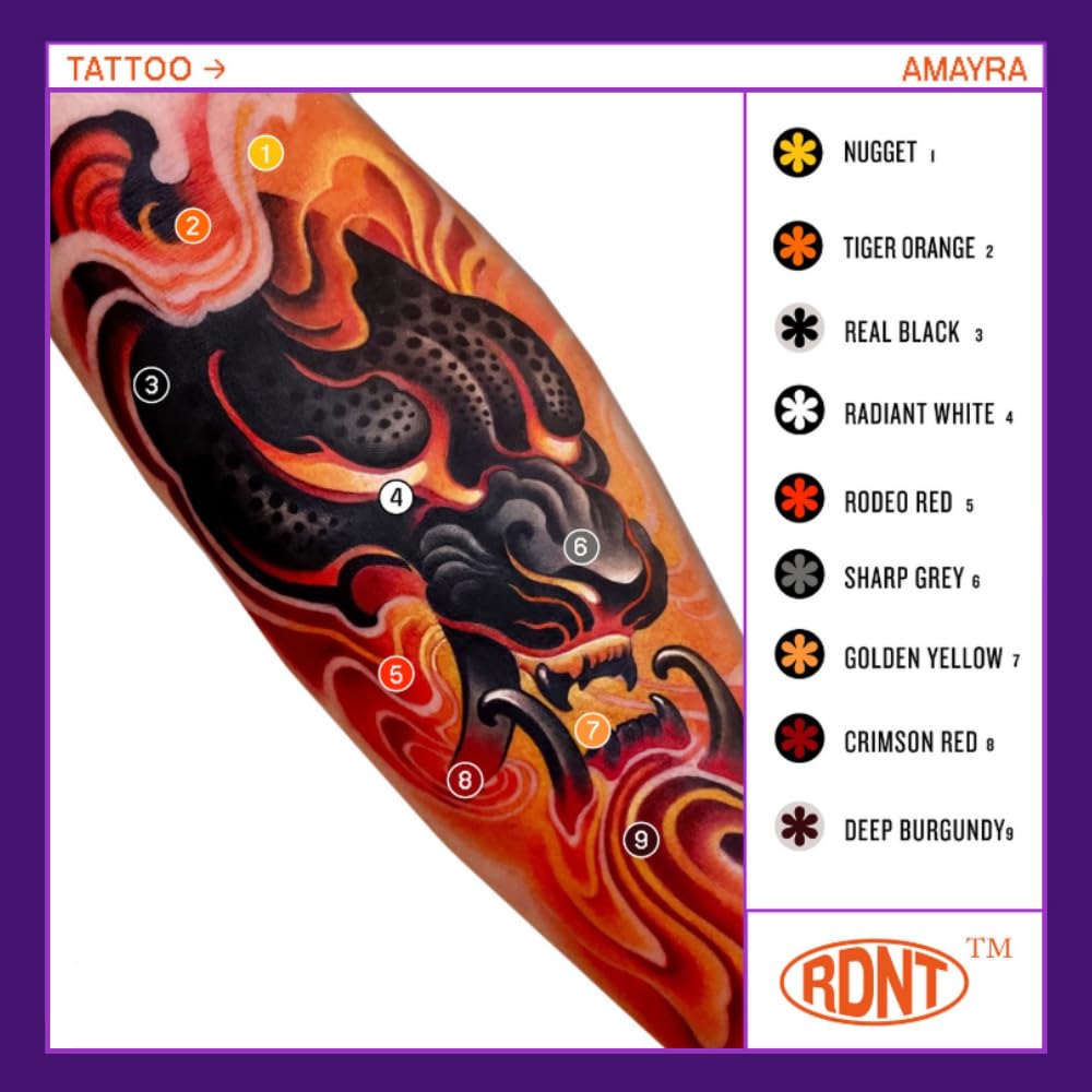Premium 10-Color Tattoo Ink Set - 1oz Bottles, Vibrant & Long-Lasting Pigments, Made in USA - Perfect for Professional Tattoo Artists & Beginners