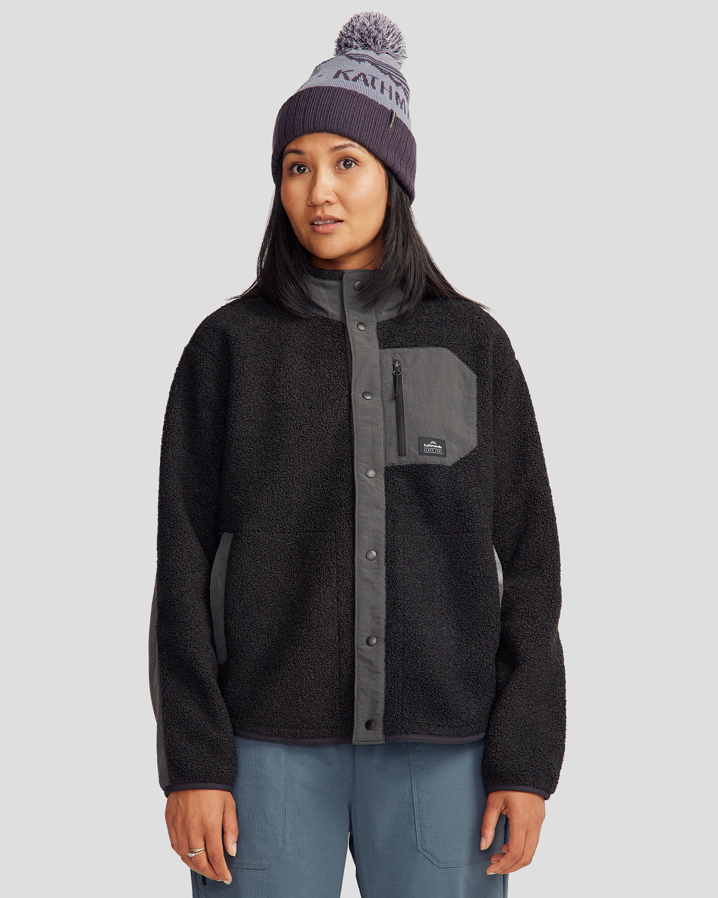 Co Z High Pile Women's Winter Jacket v3 - Black Stingray Color, Warm Fleece Lined Coat for Cold Weather, Perfect for Outdoor Activities and Daily Wear
