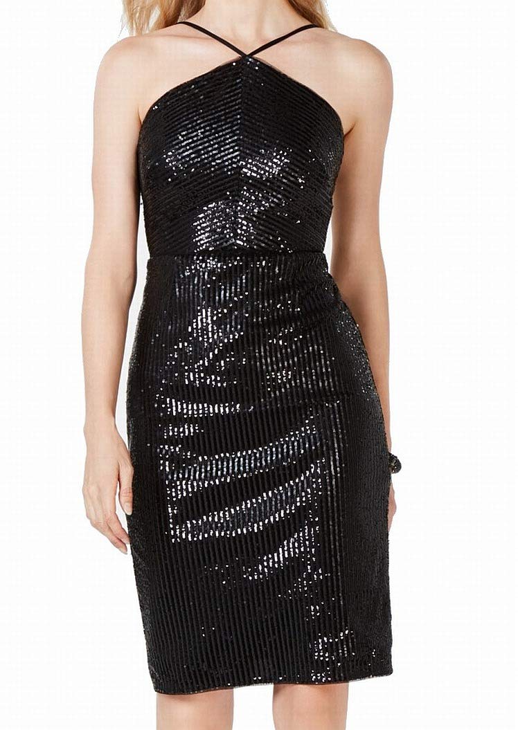 Adrianna Papell Women's Sequin Halter Midi Dress - Elegant Sparkly Party Gown for Evening Events, Cocktail Parties & Special Occasions