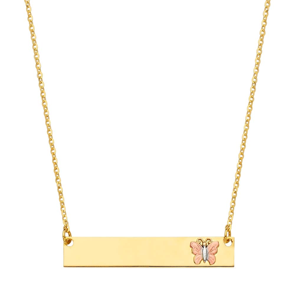 14K Gold Butterfly Angel Wings ID Necklace for Women - Elegant Personalized Jewelry Gift for Birthday, Anniversary & Valentine's Day | Perfect for Everyday Wear & Special Occasions