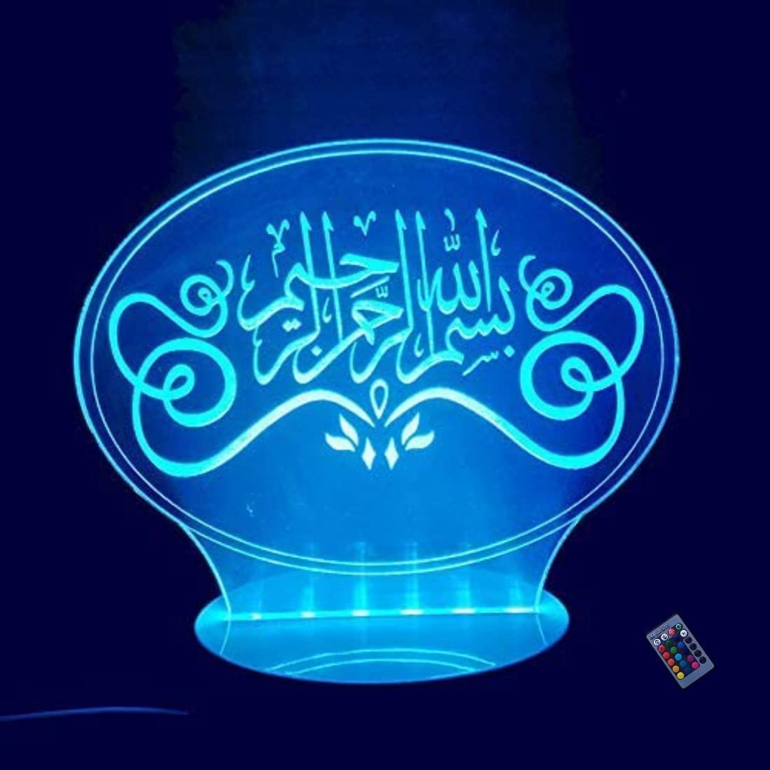 3D Islamic Style LED Night Light - 16 Color Changing USB Powered Lamp with Remote Control & Touch Switch, Optical Illusion Table/Desk Decor for Home, Bedroom, Prayer Room, Ramadan Decoration