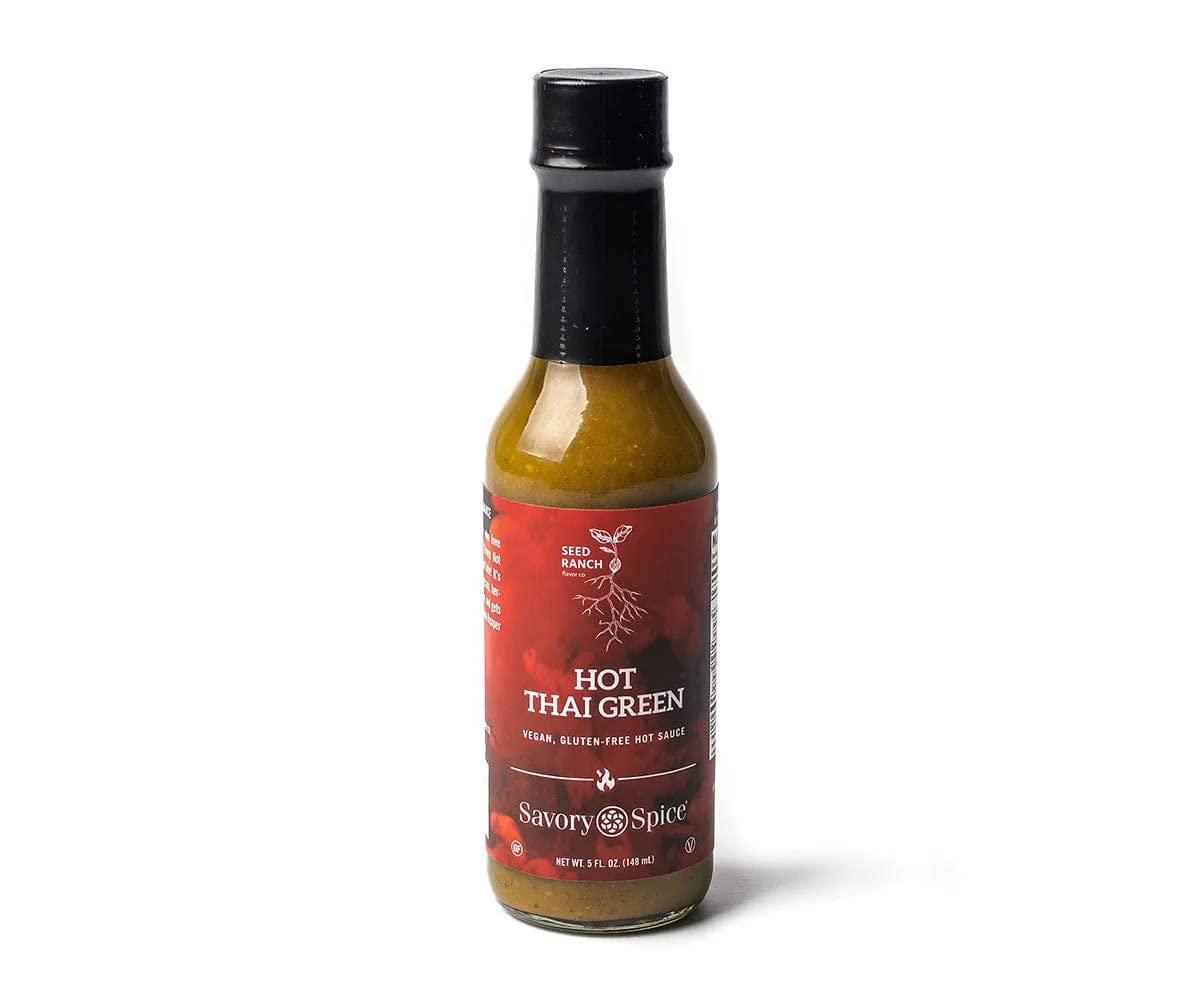 Seed Ranch Hot Thai Green Hot Sauce - Vegan & Gluten-Free Spicy Sauce (5 fl oz) | Perfect for Tacos, Wings & Asian Dishes