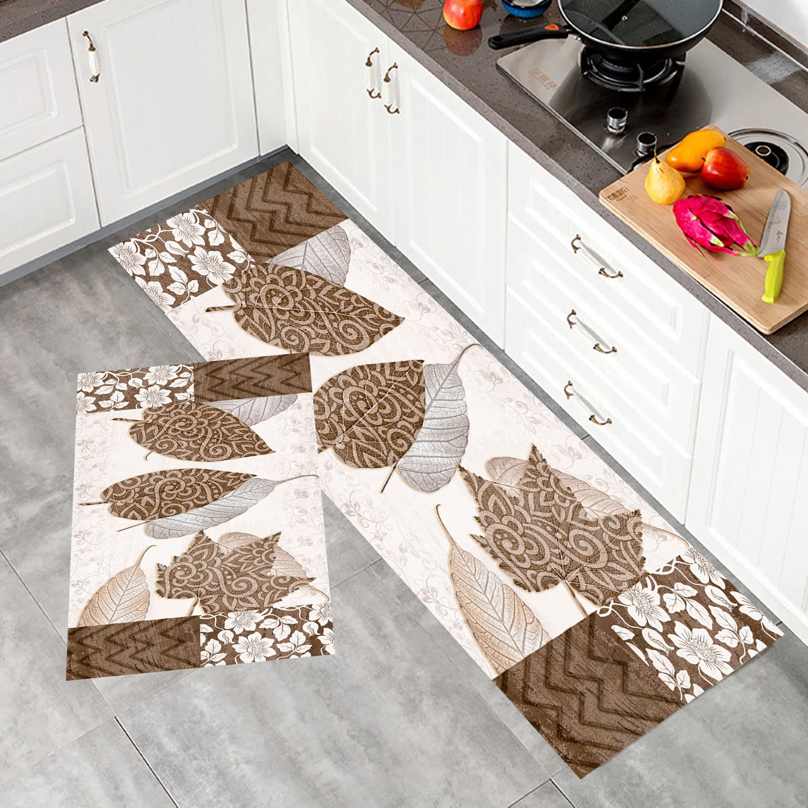 Non-Slip Anti-Fatigue Kitchen Floor Mat with Geometric Floral Design - 16x24 Inch Waterproof Kitchen Rug for Sink Area, Office & Home Use - Perfect for Standing Comfort While Cooking, Washing Dishes or Working