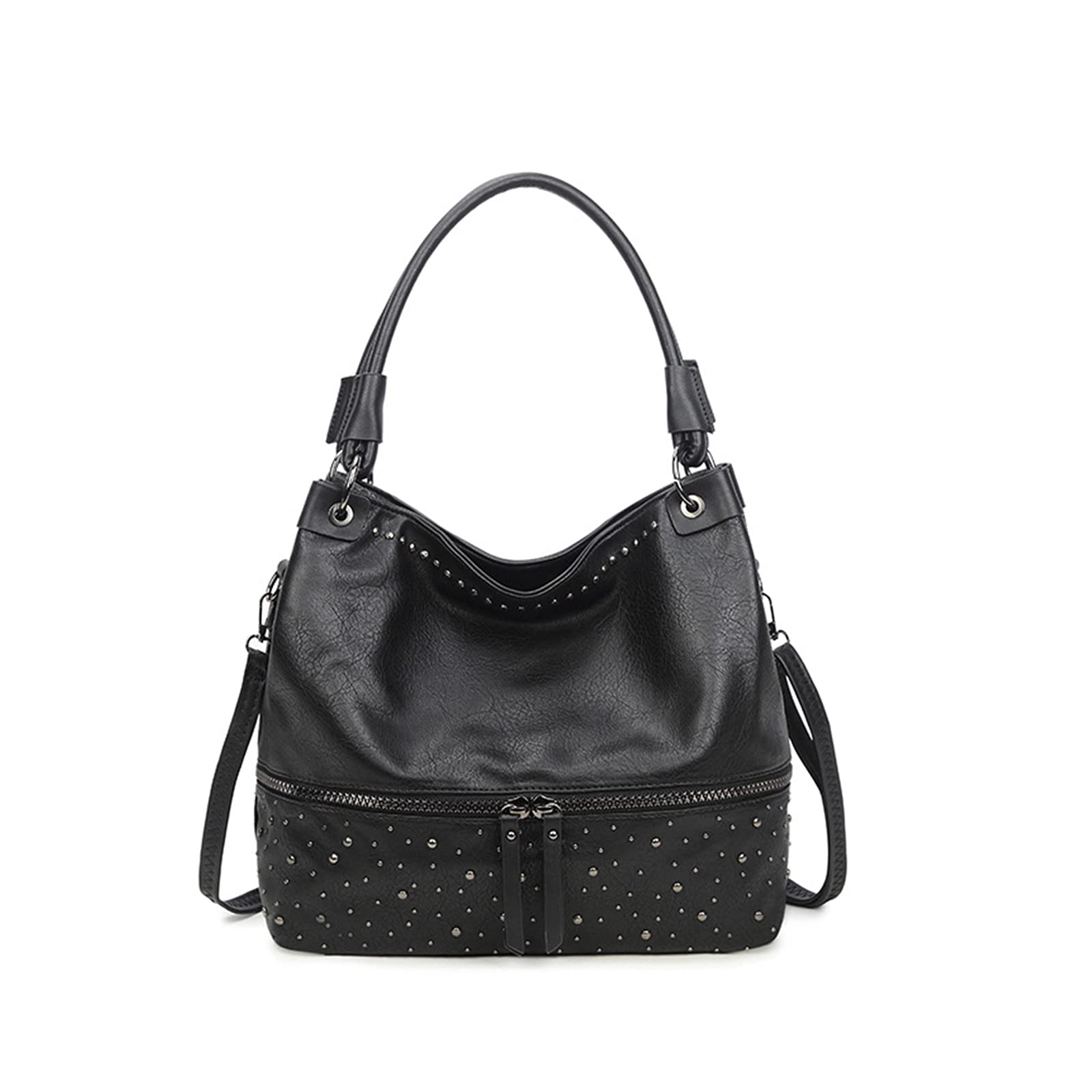 Vintage Leather Tote Shoulder Handbags for Women - Large Hobo Bag Satchel Purse with Rivet Decoration - Perfect for Work, Travel & Everyday Use
