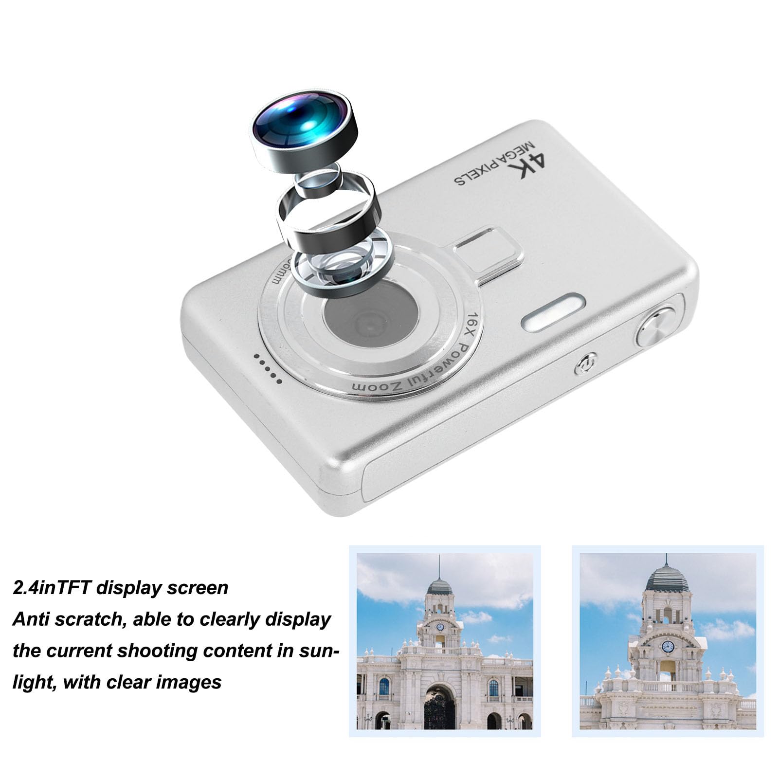 12MP Kids Digital Camera with 16X Zoom & 1080P Video - Compact for Travel & Outdoor Play
