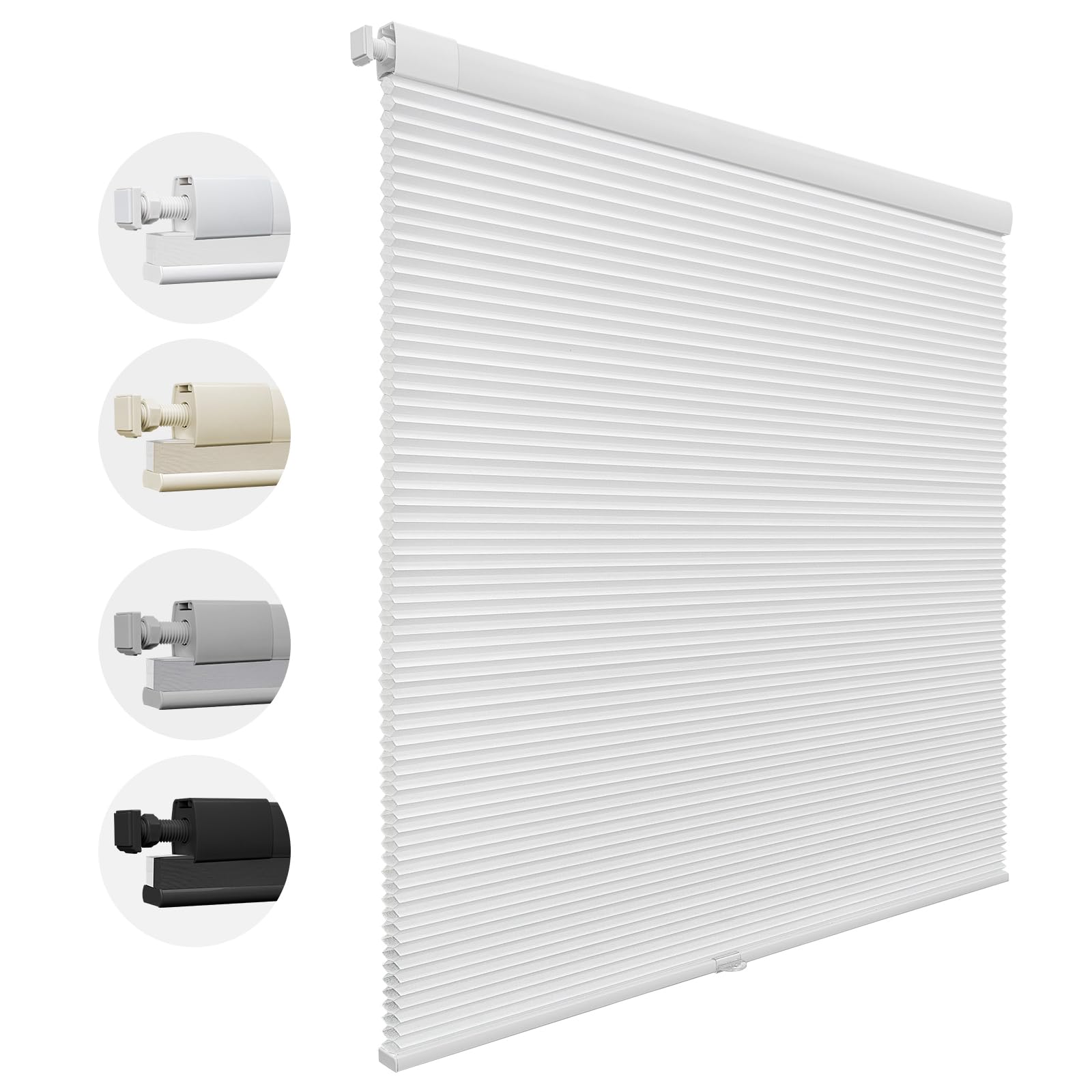 MiLin Cordless Cellular Shades - No Drill, No Tools Honeycomb Blinds for Windows | Light Filtering White | Custom Size | Perfect for Bedroom, Living Room & Office Privacy