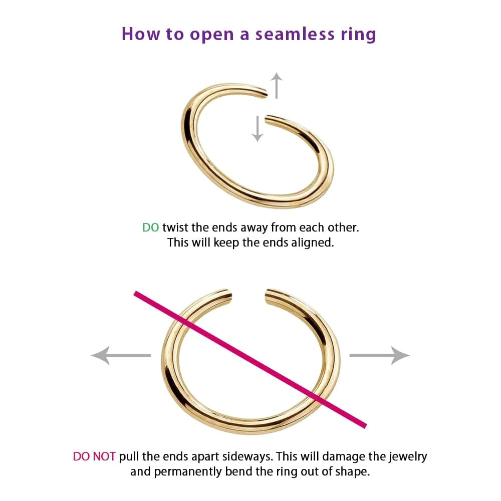 14K Rose Gold Nose Hoop & Cartilage Earring - 4 Sizes Petite Seamless Ring for Sensitive Ears - Dainty Nose & Ear Jewelry for Everyday Wear & Special Occasions