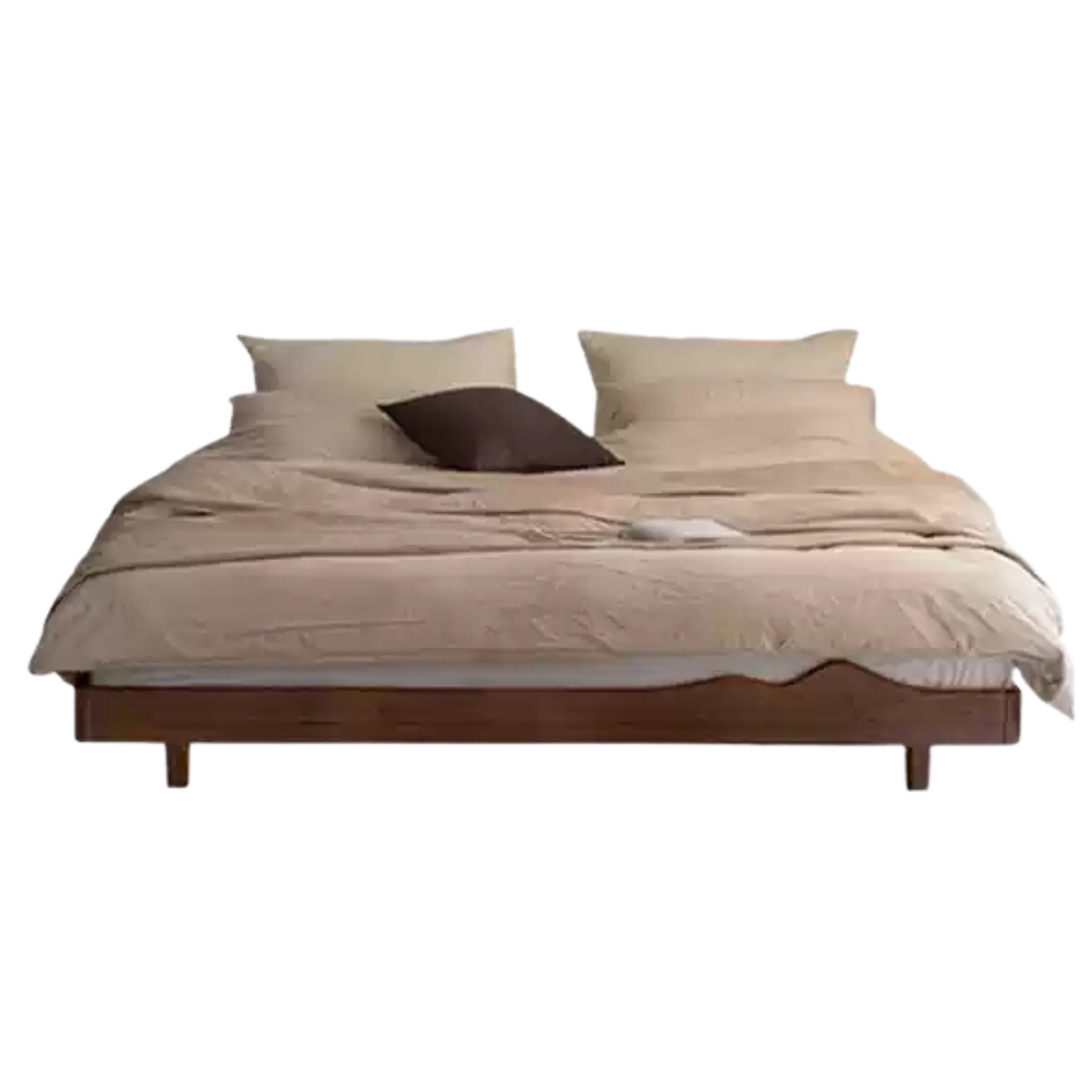 Rich Dark Walnut Color  Black Walnut Suspended Bed with Light