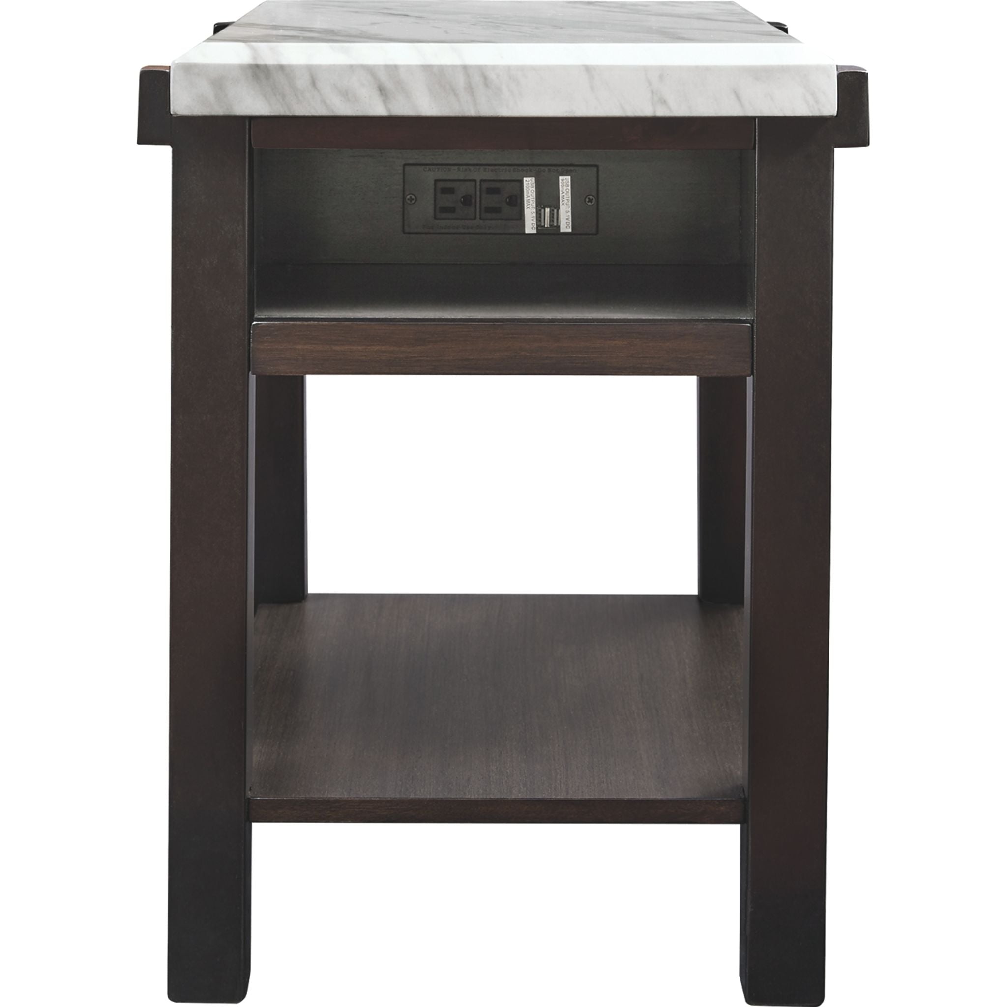 Ashfair Chair Side End Table - Dark Brown/White Accent Table for Living Room, Bedroom, or Office - Perfect for Holding Lamps, Books, and Drinks