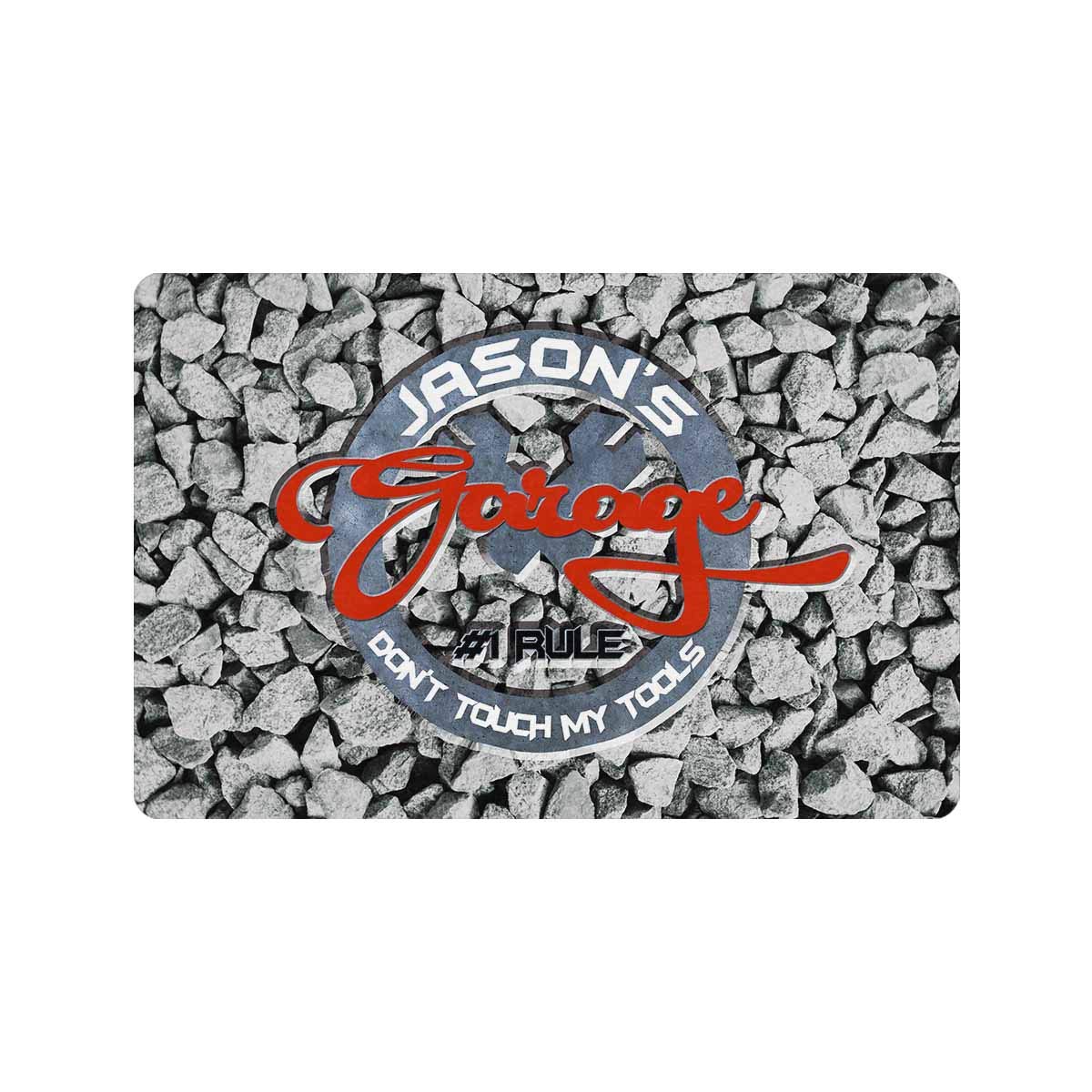 Personalized Name Family Doormat 24x16 Inch - Customized Indoor/Outdoor Welcome Mat with His Garage Rules - Non-Slip Entrance Rug for Home Decor | Perfect for Housewarming Gifts & Front Door Decorations