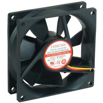 Evercool 92mm x 92mm x 25mm 12V Ball Bearing Cooling Fan EC9225M12CA - Perfect for PC Case, CPU Cooler & Electronics Cooling Systems