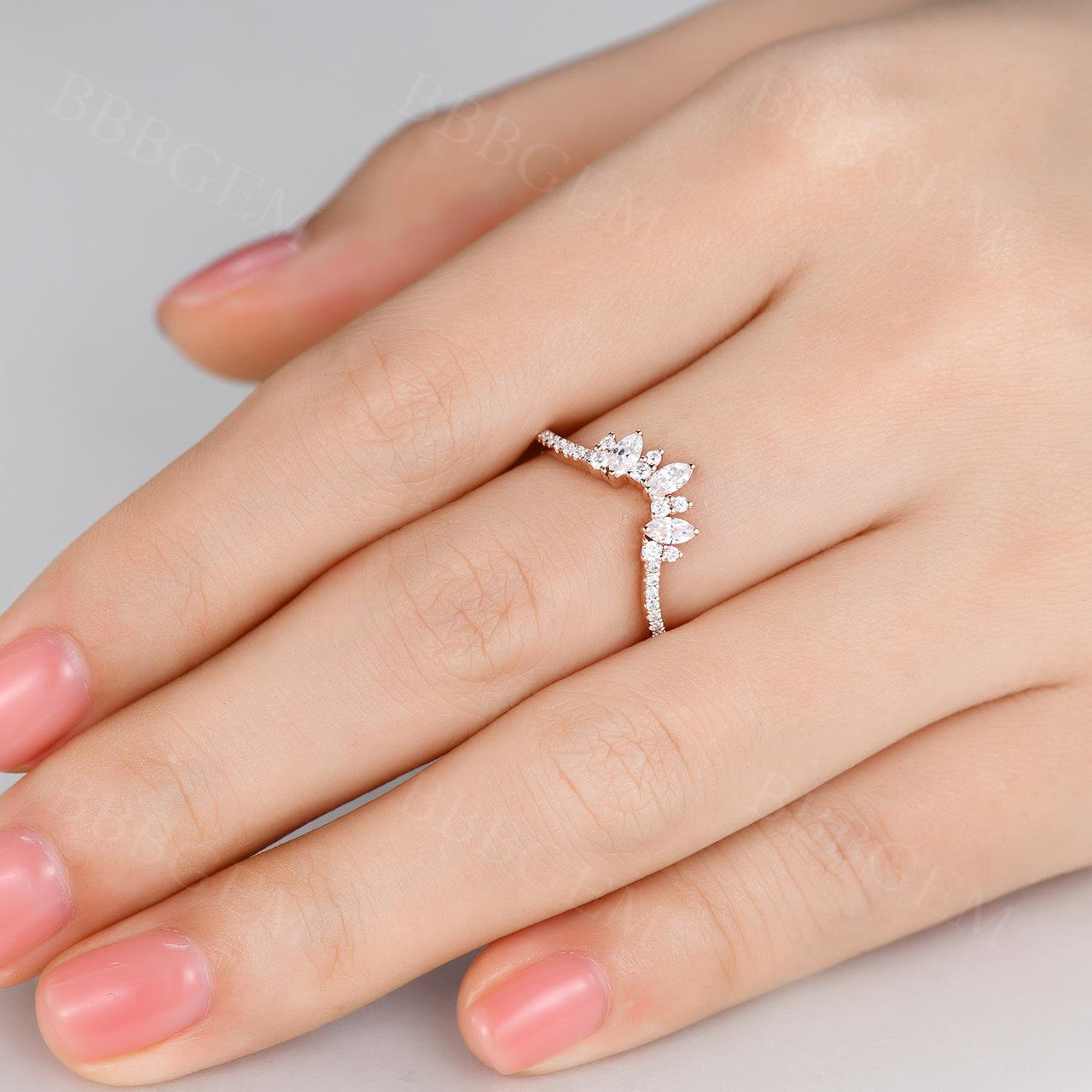 Vintage Marquise & Round Cut Moissanite Wedding Band Set - Elegant Matching Rings for Bridal Jewelry, Anniversary Gifts & Special Occasions