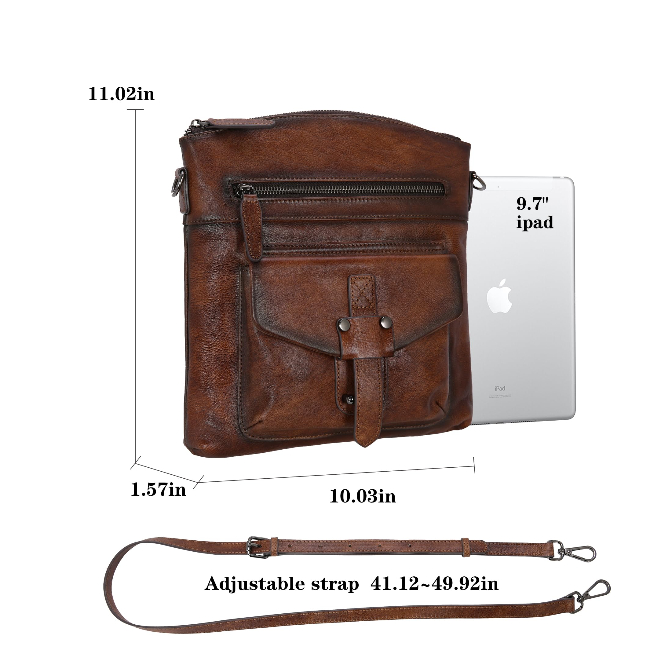 HESHE Genuine Leather Crossbody Bag for Women - Stylish Shoulder Purse & Handbag with Multiple Pockets | Perfect for Work, Travel & Everyday Use