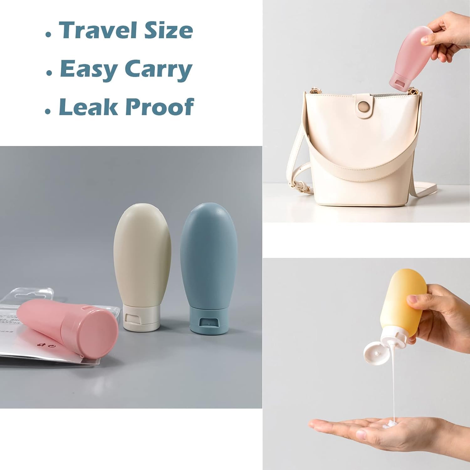 PiyuBind 10-Pack Travel Bottles Set - Leak Proof Silicone Squeezable Containers (60ml & 80ml) for Shampoo, Lotion & Body Wash - Multicolor Toiletry Kit for Women & Men - Perfect for Air Travel, Gym & Camping Trips