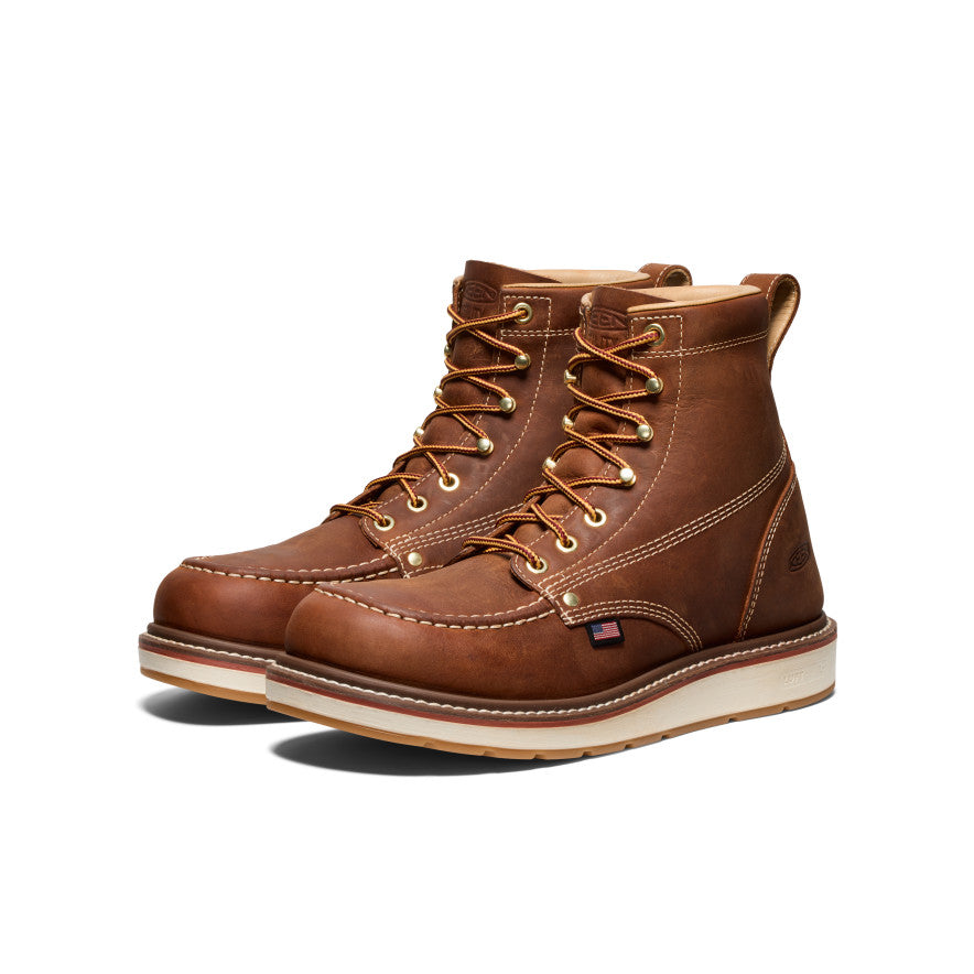 Men's Liberty 6 Soft Toe Work Boots - Genuine Leather Brown/Birch for Construction & Outdoor Work | Durable Safety Footwear for Job Sites & Hiking