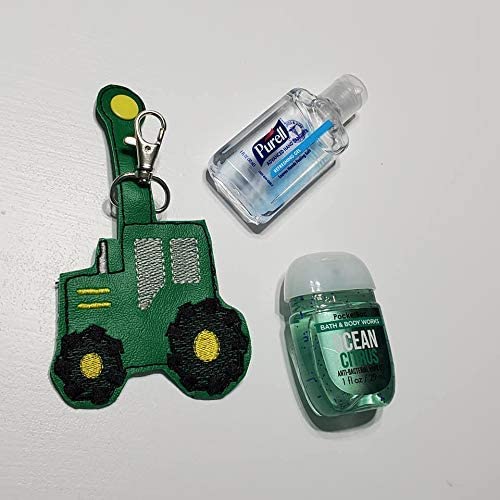 Tractor Hand Sanitizer Holder Keychain - Portable Sanitizer Clip for Car Keys, Purse & Backpack - Perfect for Farmers, Truckers & Outdoor Enthusiasts