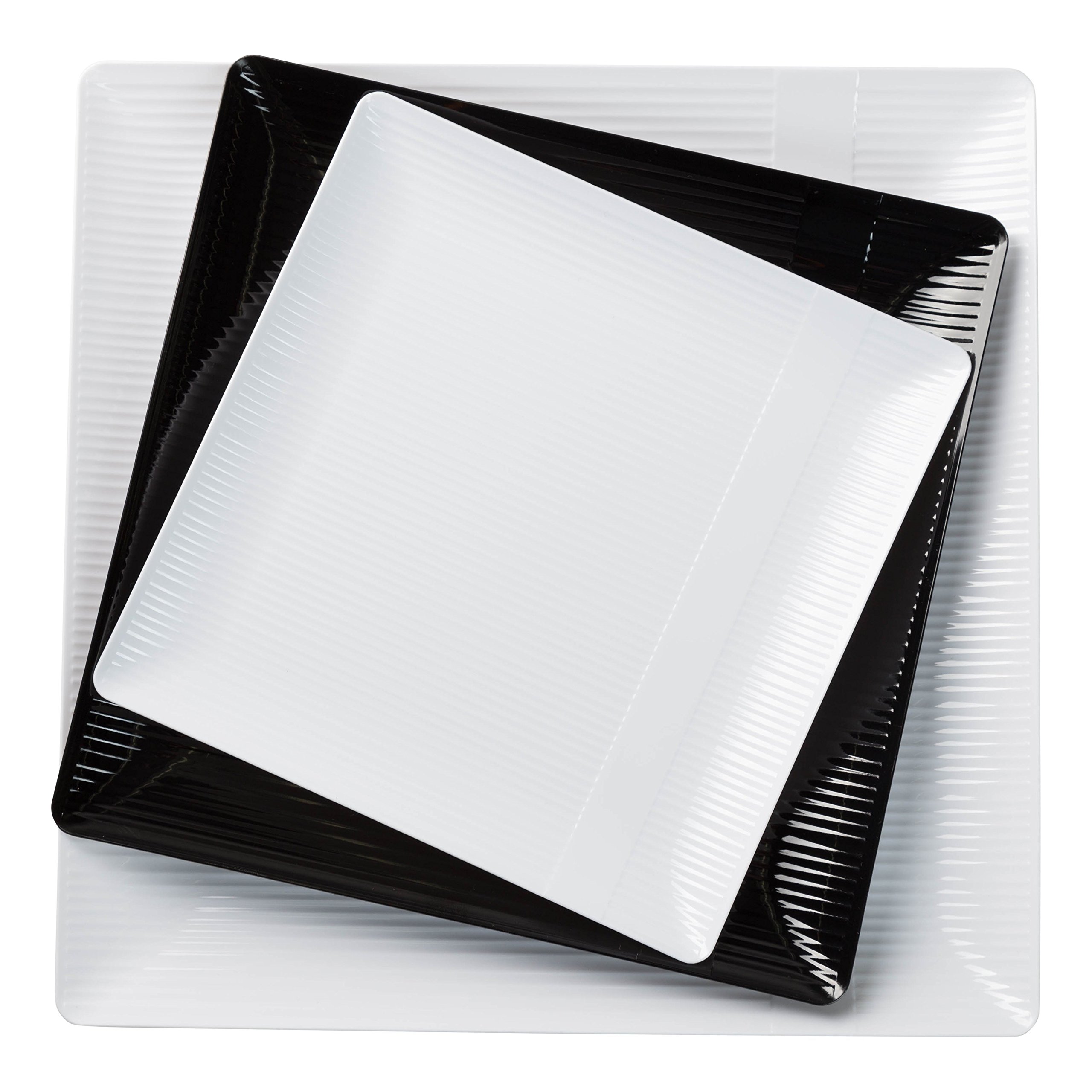 Premium Heavy Duty Plastic Plates - 40 Pack White 6.5 Inch Square Plates for Weddings, Parties, and Events - Durable Dishware Like Fine China - Perfect for Catering, Picnics, and Outdoor Dining